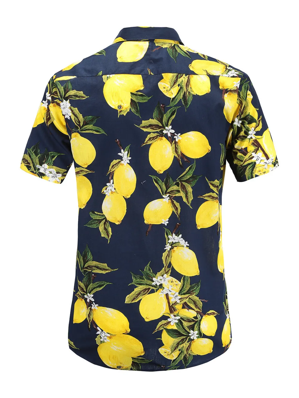 Men's Full Size Lemon Print Short Sleeve Button-Down Shirt Plus Size, image 2