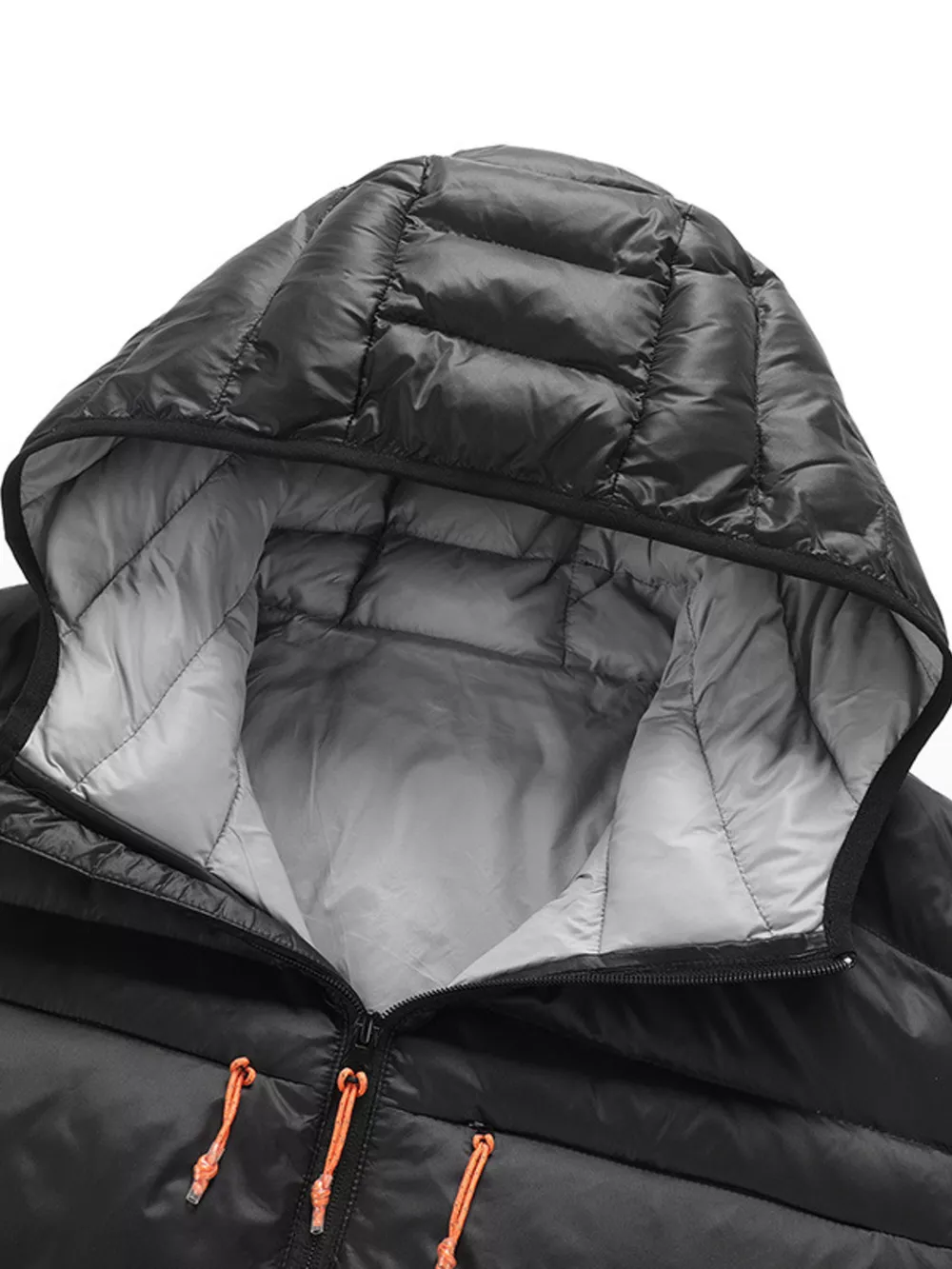 Men's Plus Size Zip Up Hooded Contrast Puffer Jacket, image 4