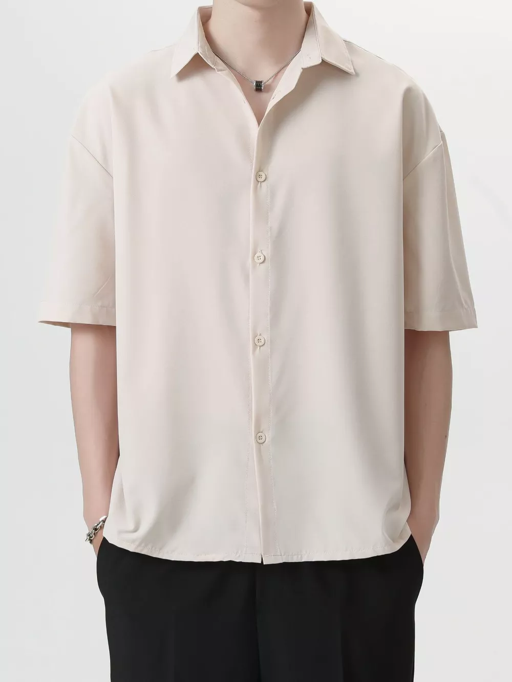 Men's Full Size Casual Short Sleeve Button-Down Shirt Plus Size