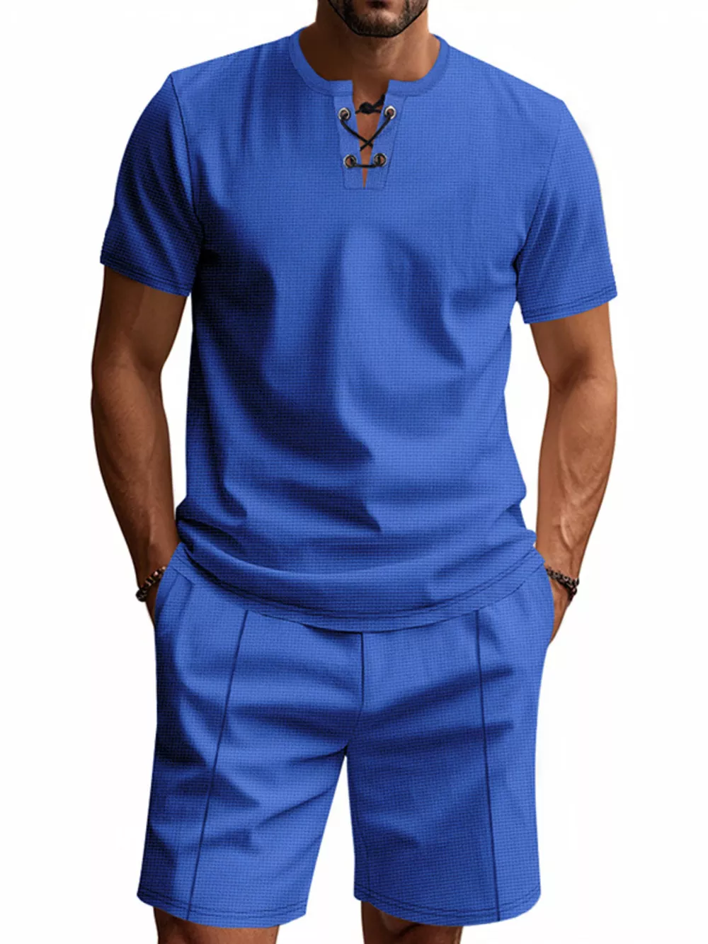 Men's Full Size Casual Short Sleeve Top & Shorts Set Plus Size, image 3