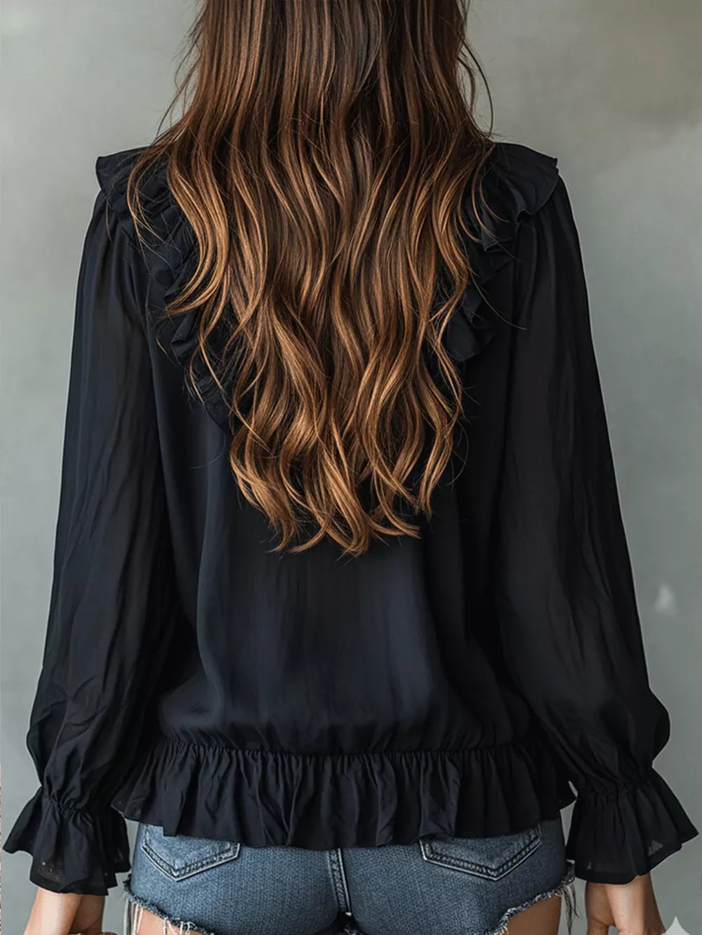 Ruffle V-Neck Long Sleeve Blouse, image 6