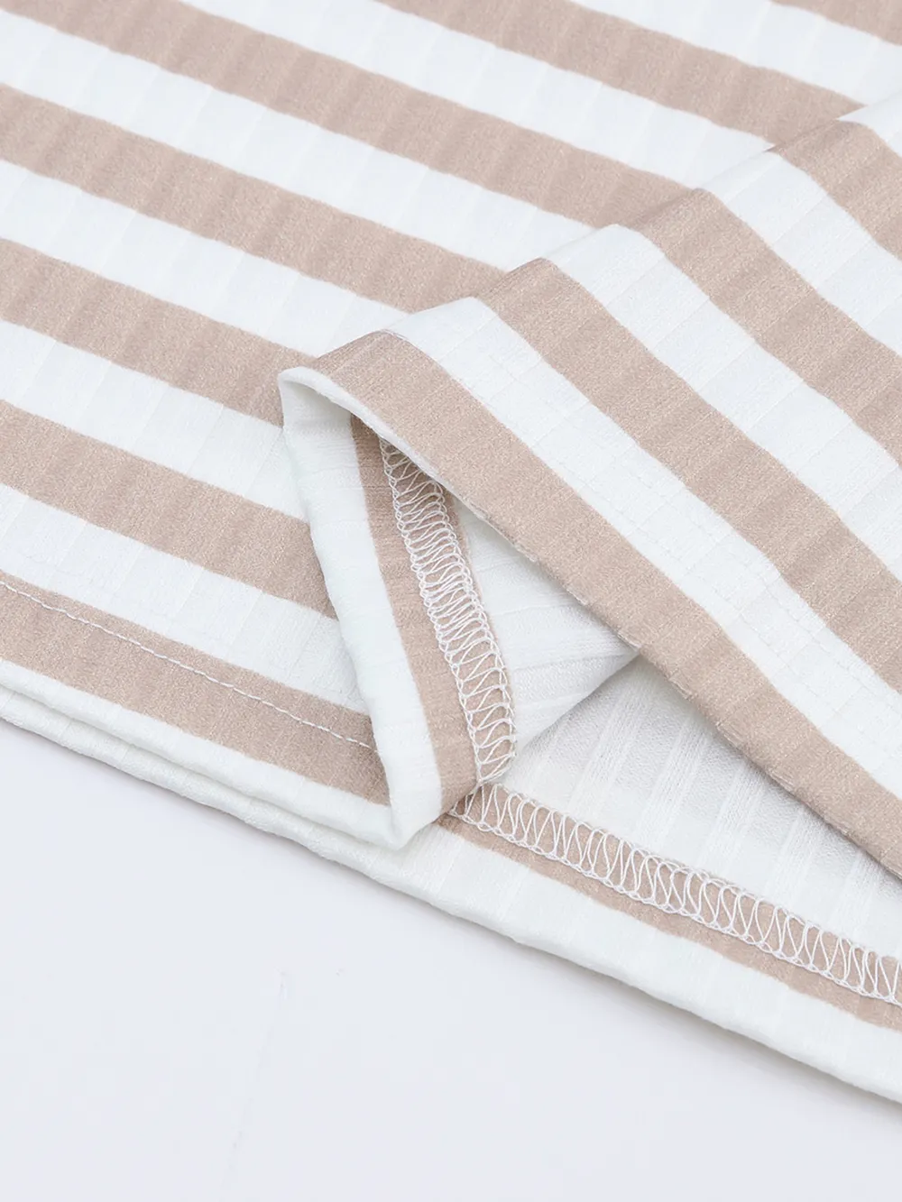 Striped Textured Knit Long Sleeve Tee, image 3
