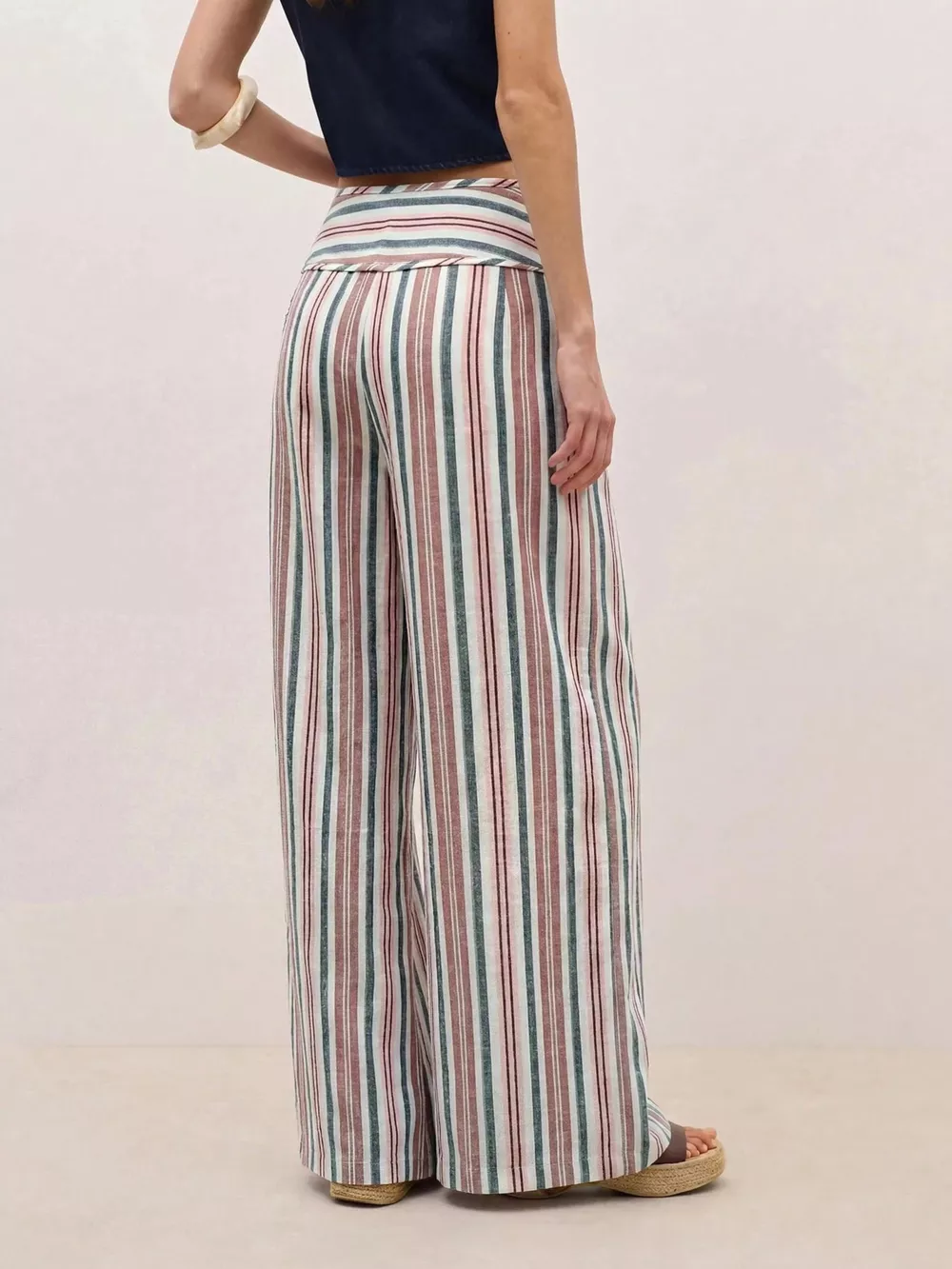 Striped Wide-Leg Pants with Tie Waist, image 8