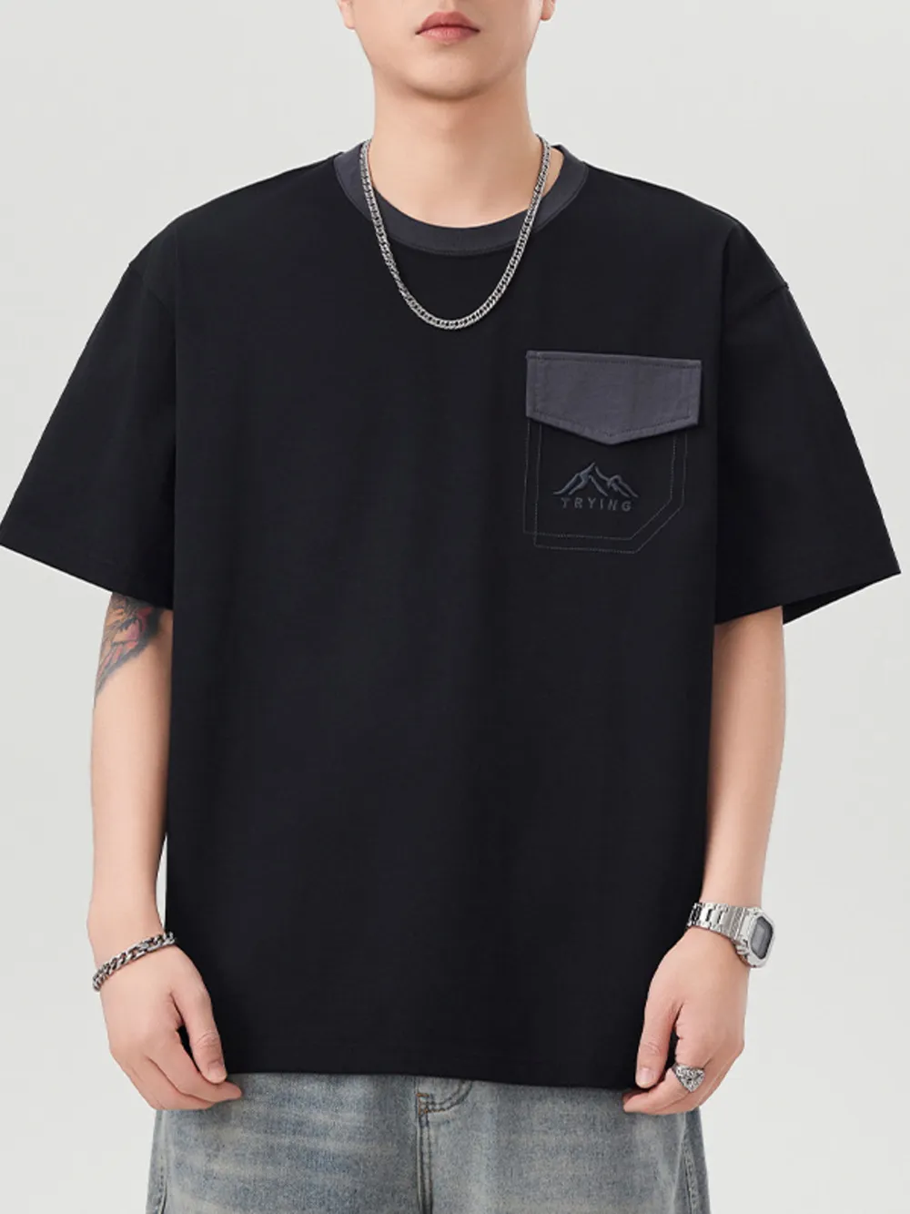 Men's Plus Size Round Neck Short Sleeve T-Shirt