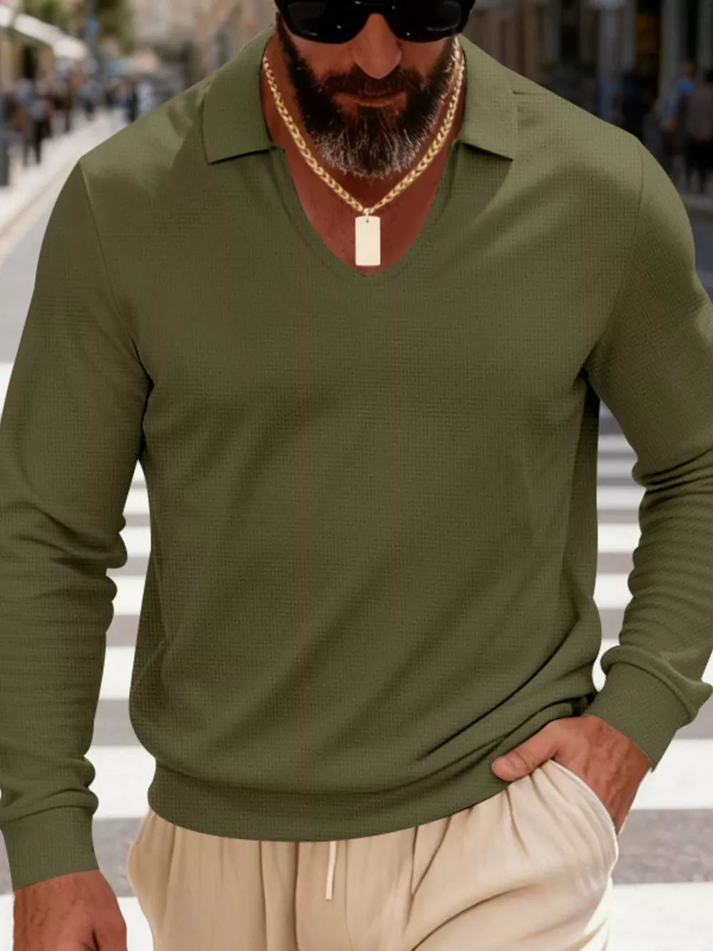 Men's Full Size Slim Fit Long Sleeve Polo Plus Size, image 10