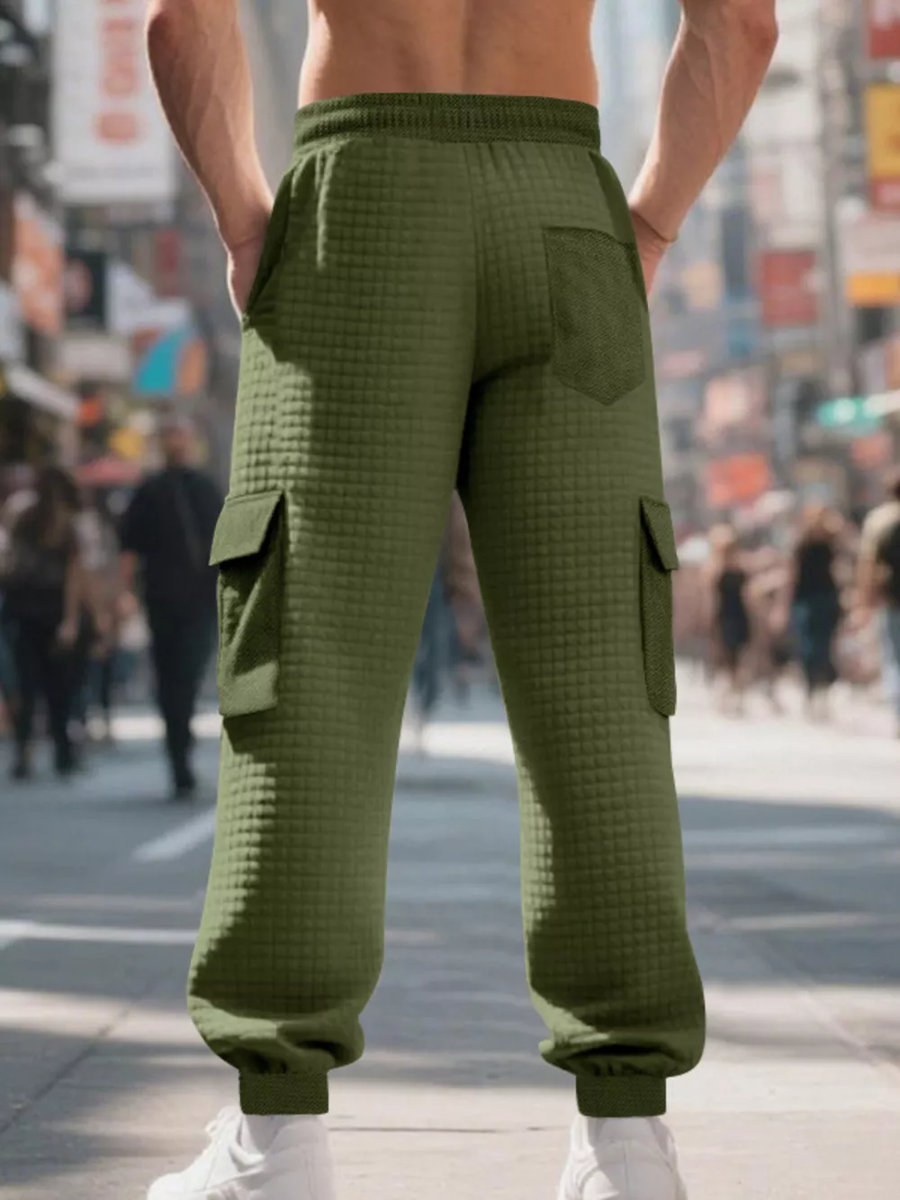 Men's Full Size Textured Cargo Joggers Plus Size, image 3
