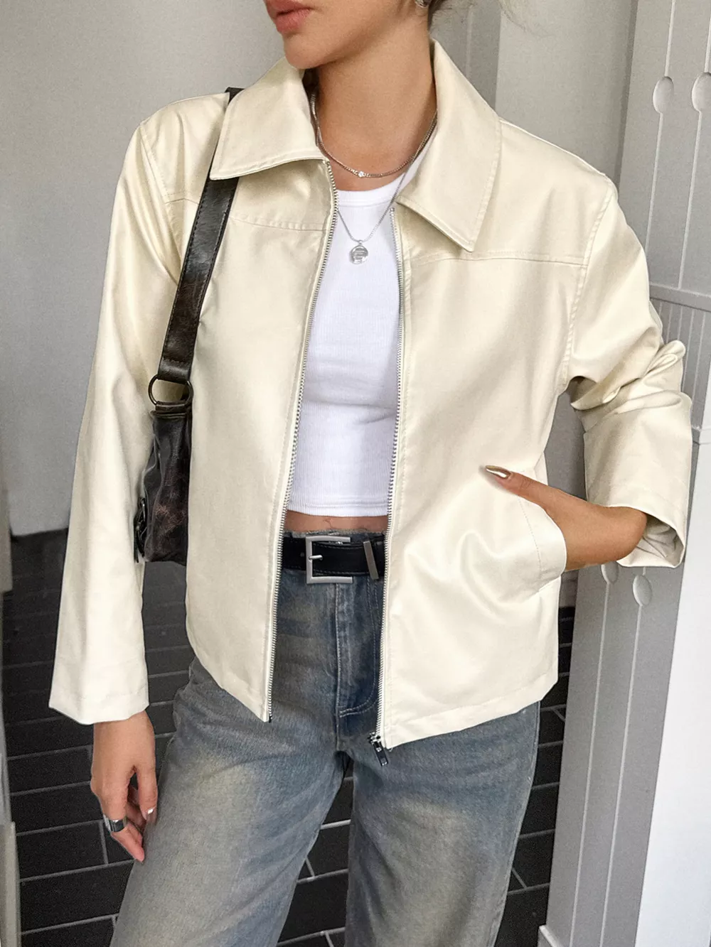 Zip Up Leather Jacket, image 8