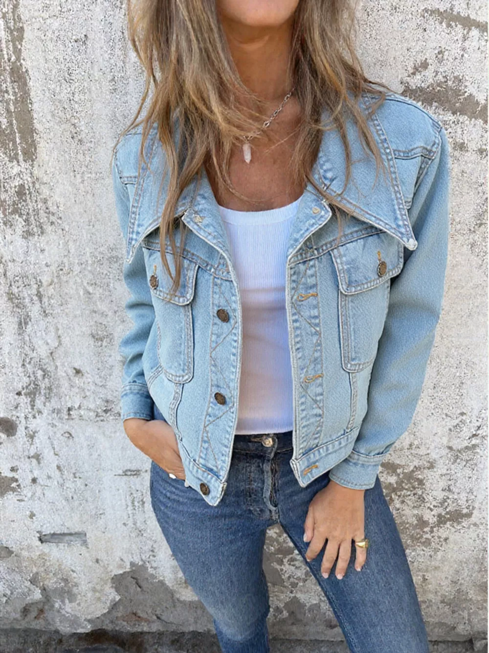 Button Up Wash Denim Jacket, image 3