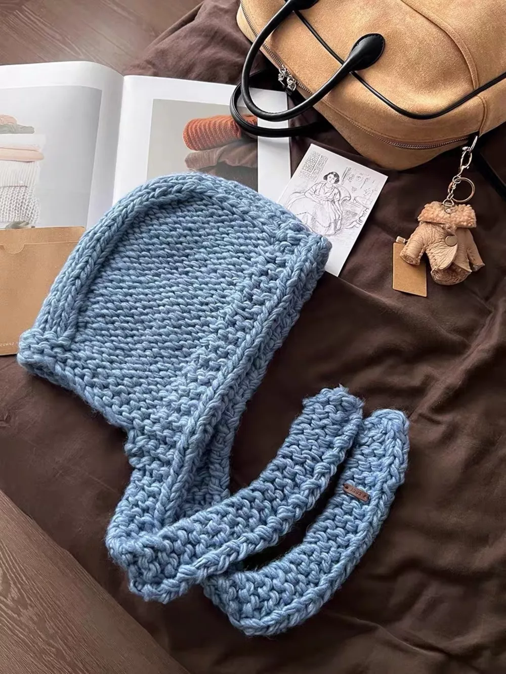 Knitted Hooded Scarf Hat, image 6