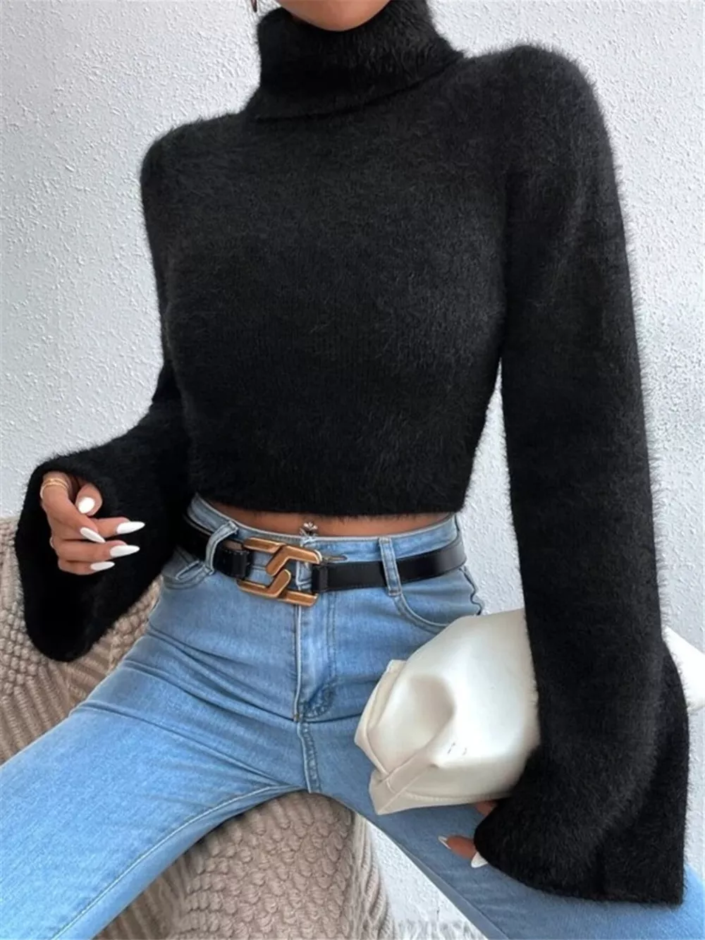 Turtleneck Flare Sleeve Sweater, image 9