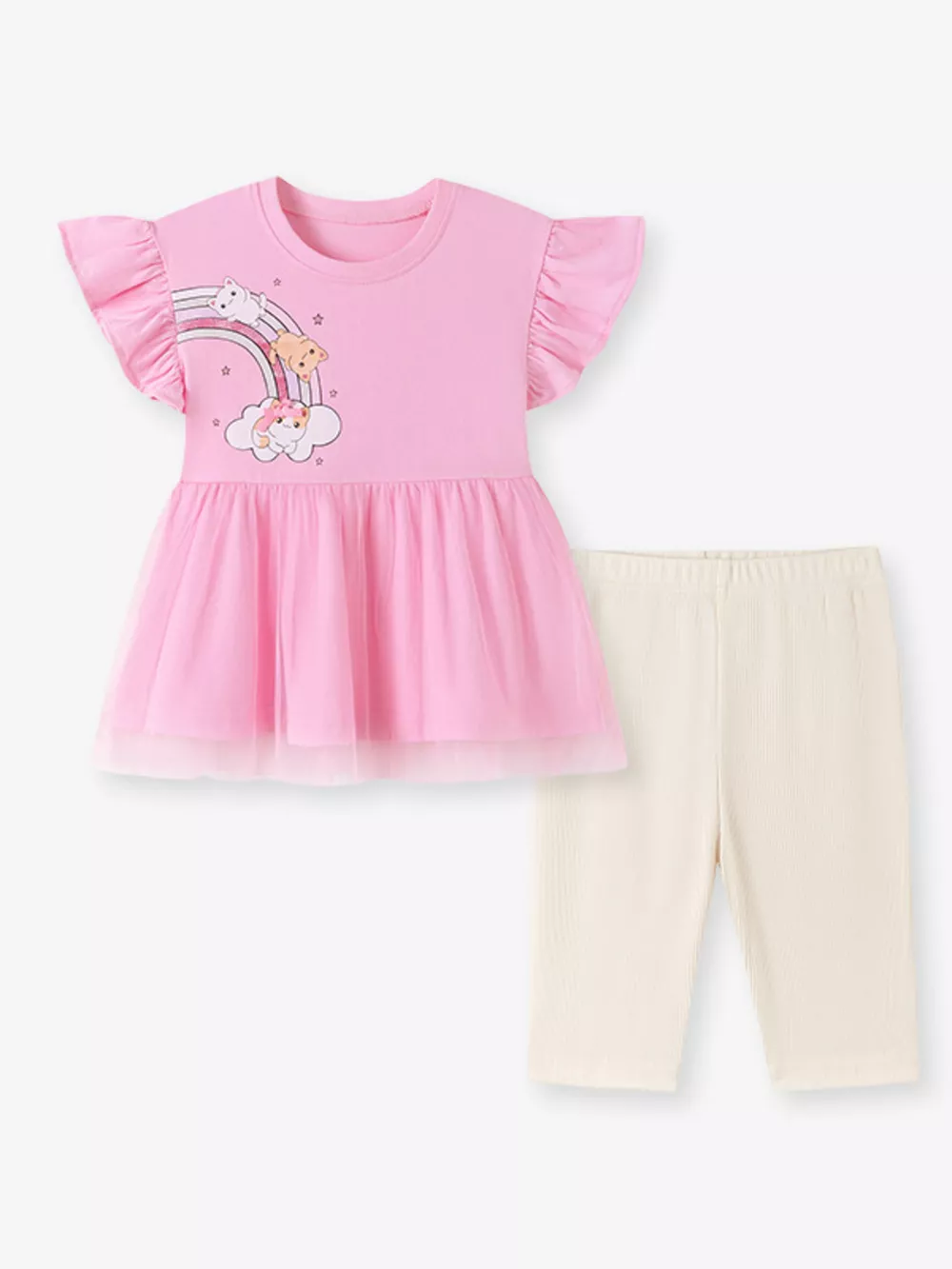 Children's Ruffled Cap Sleeve Top and Pants Set, image 3