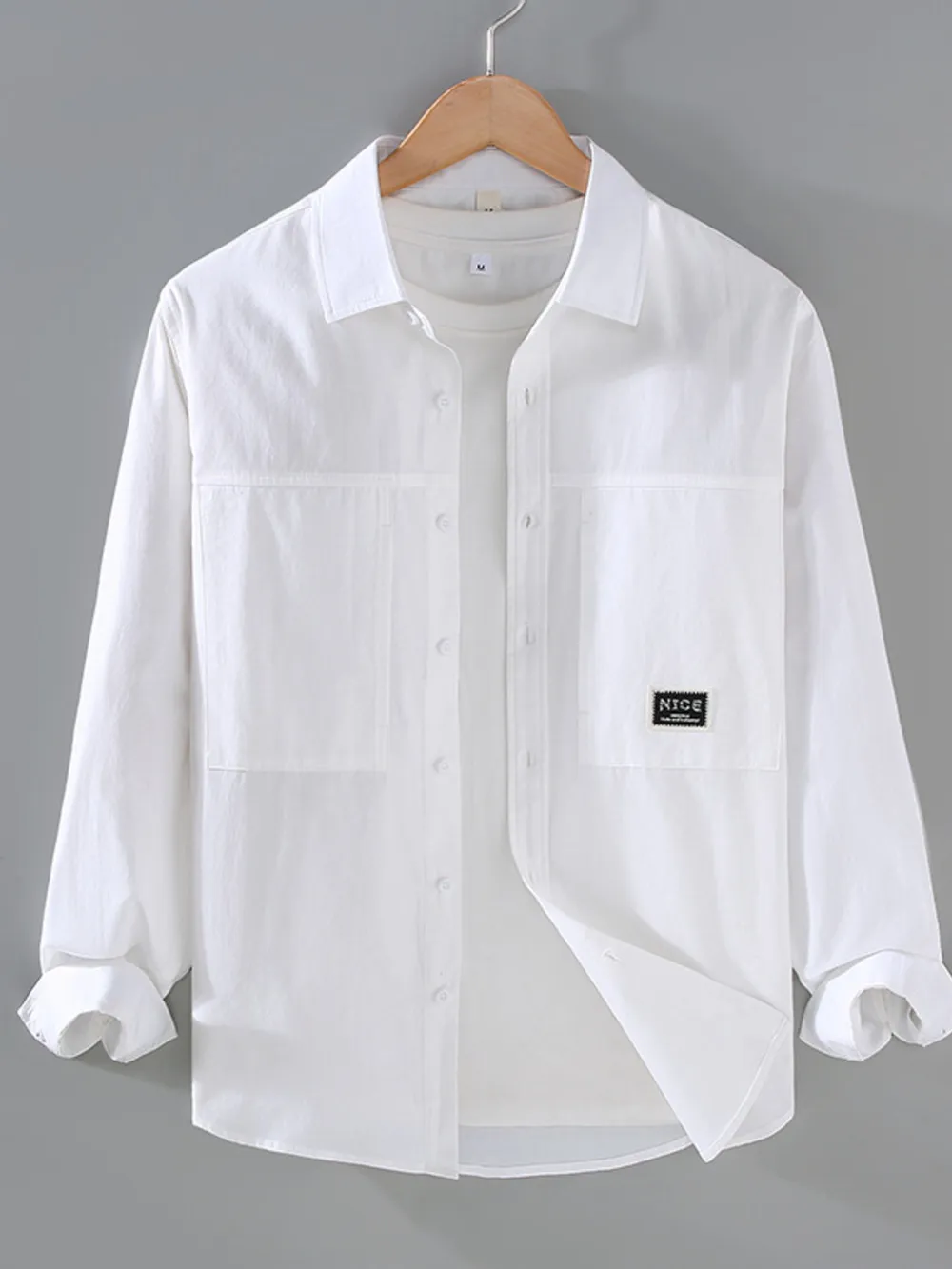 Men's Plus Size Button Up Long Sleeve Shirt, image 2