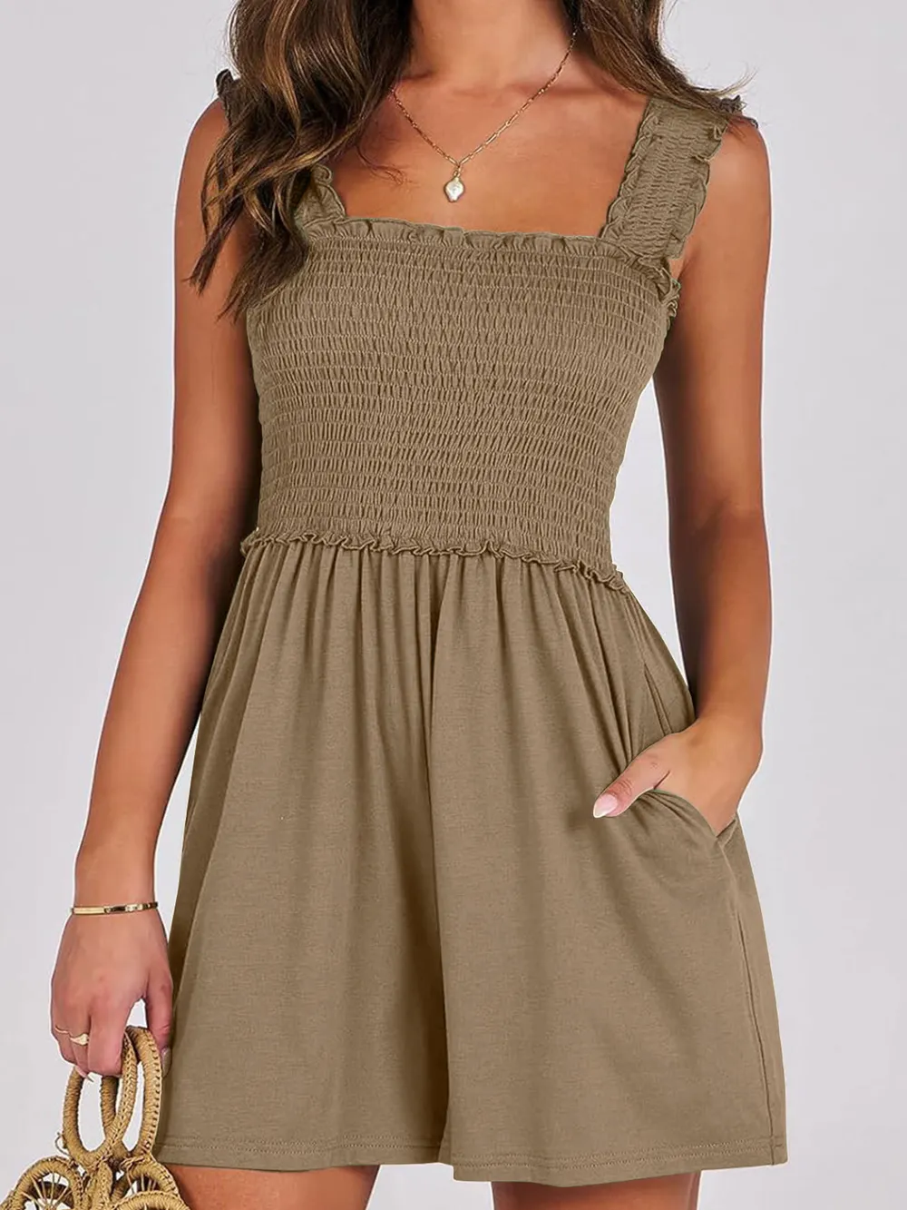 Smocked Square Neck Summer Romper, image 2