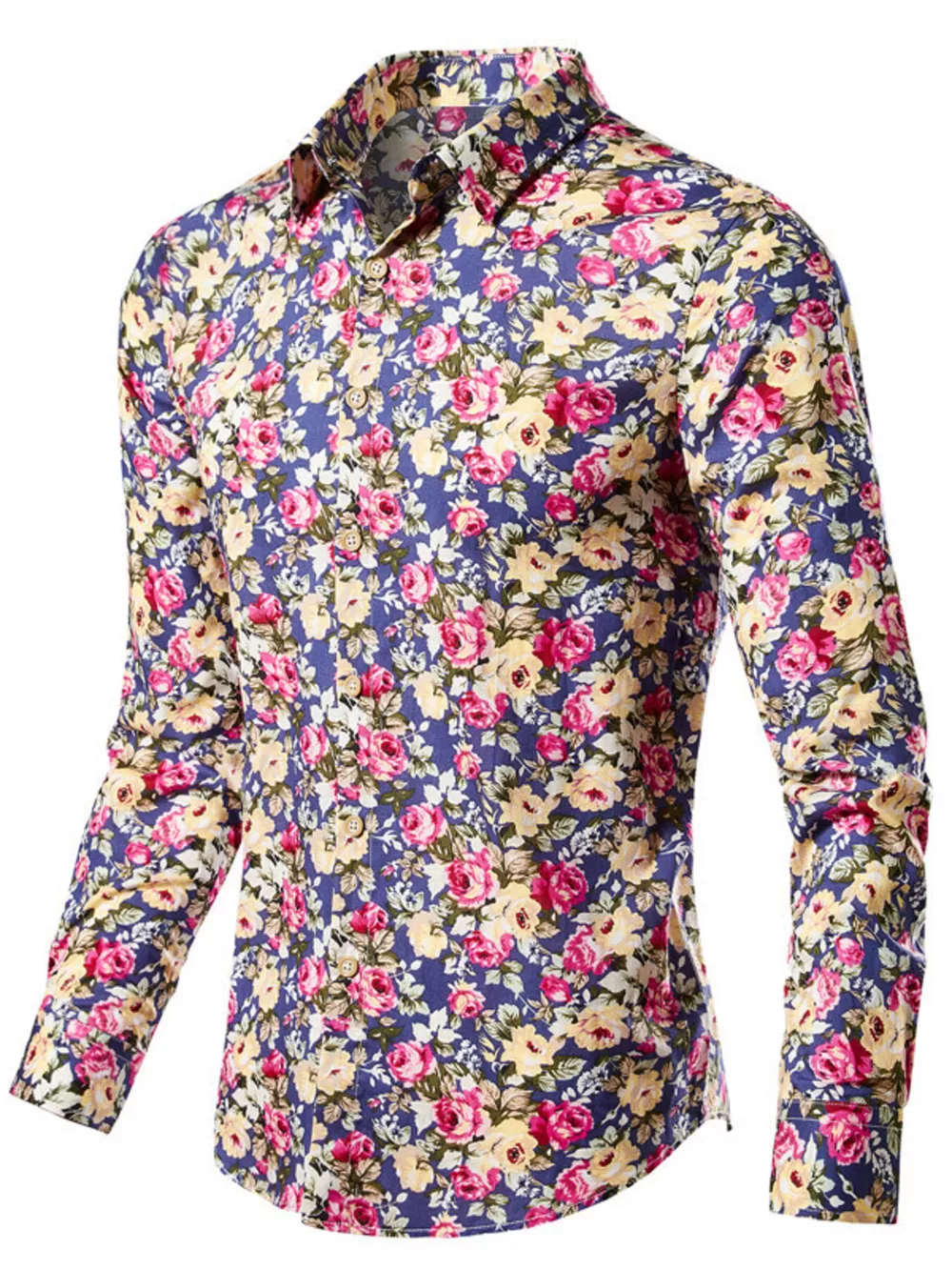 Men's Plus Size Floral Print Long Sleeve Shirt, image 4
