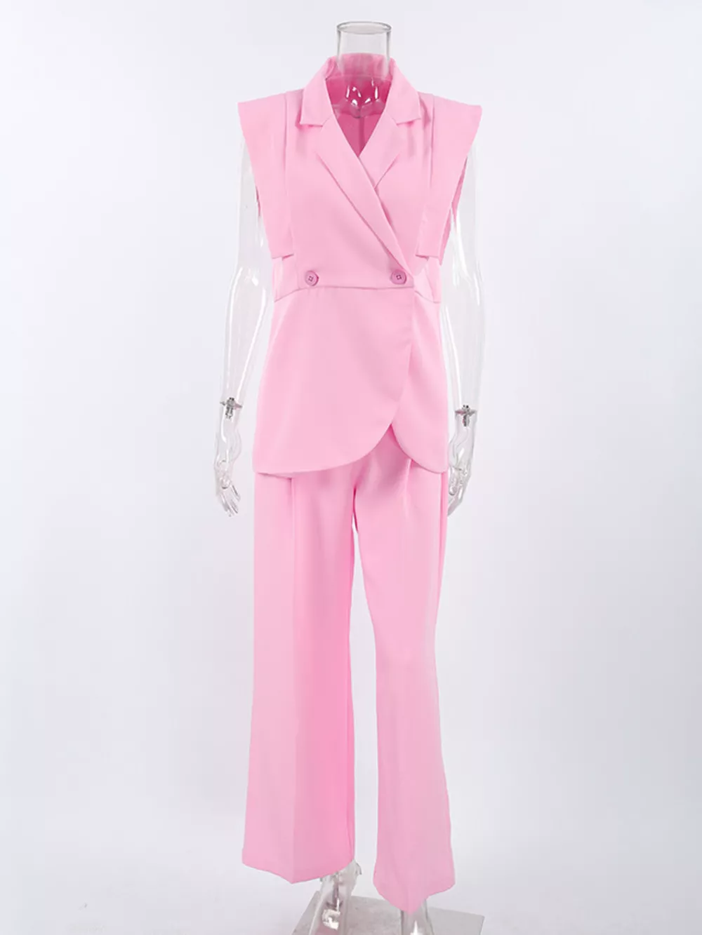 Sleeveless Blazer & Wide Leg Pants Set, image 6