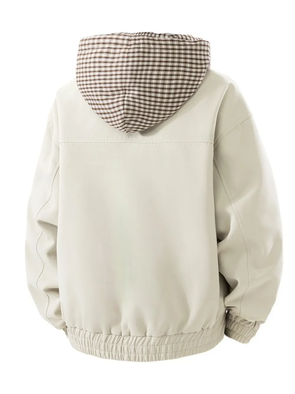 Men's Plus Size Casual Plaid-Lined Hooded Zip-Up Jacket, image 4