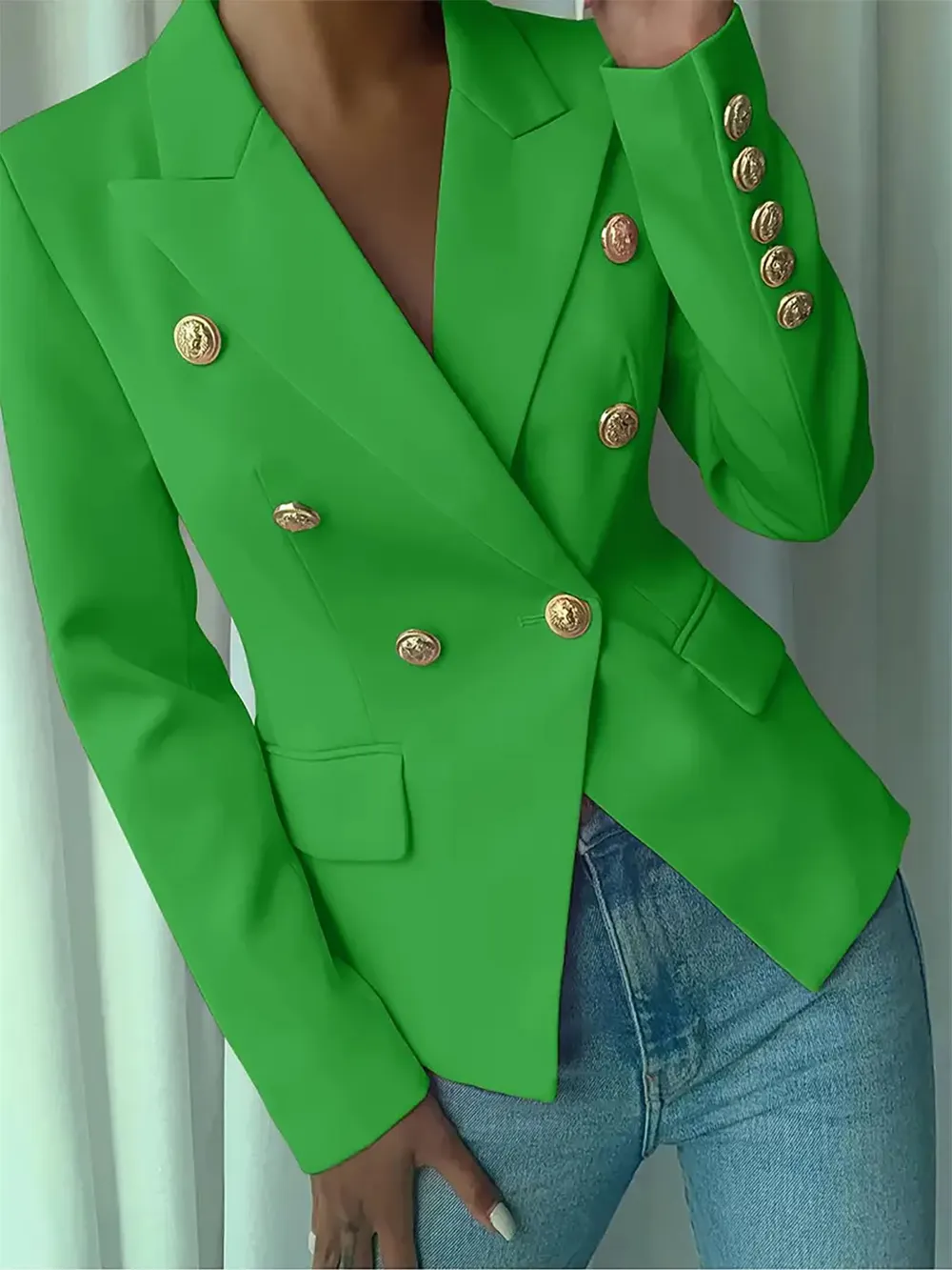 Decor Button Lapel Collar Blazer, image 4