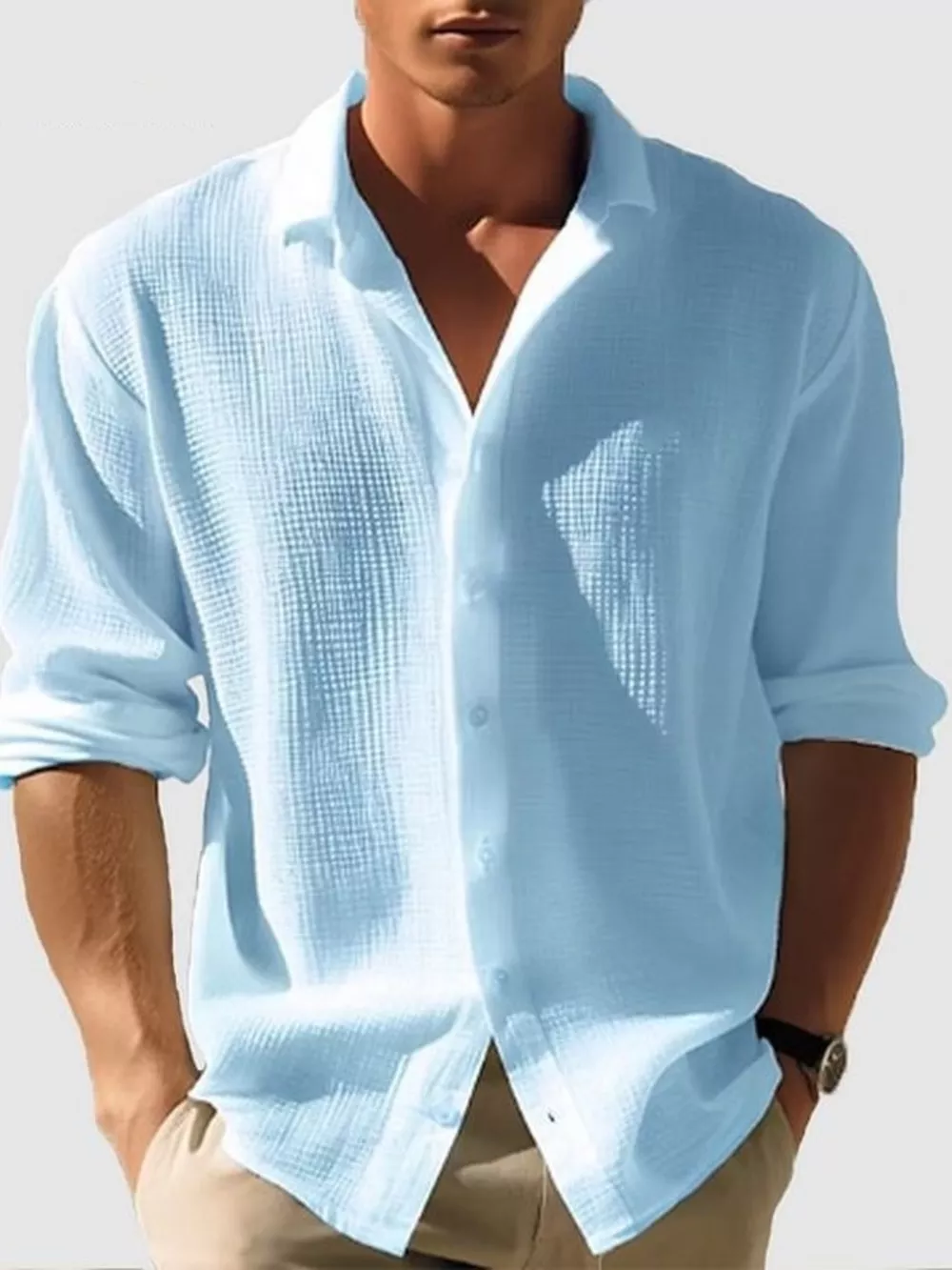 Men's Full Size Button Up Long Sleeve Shirt Plus Size, image 2