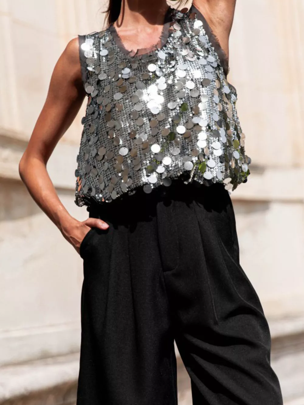 Sequin Round Neck Tank, image 3
