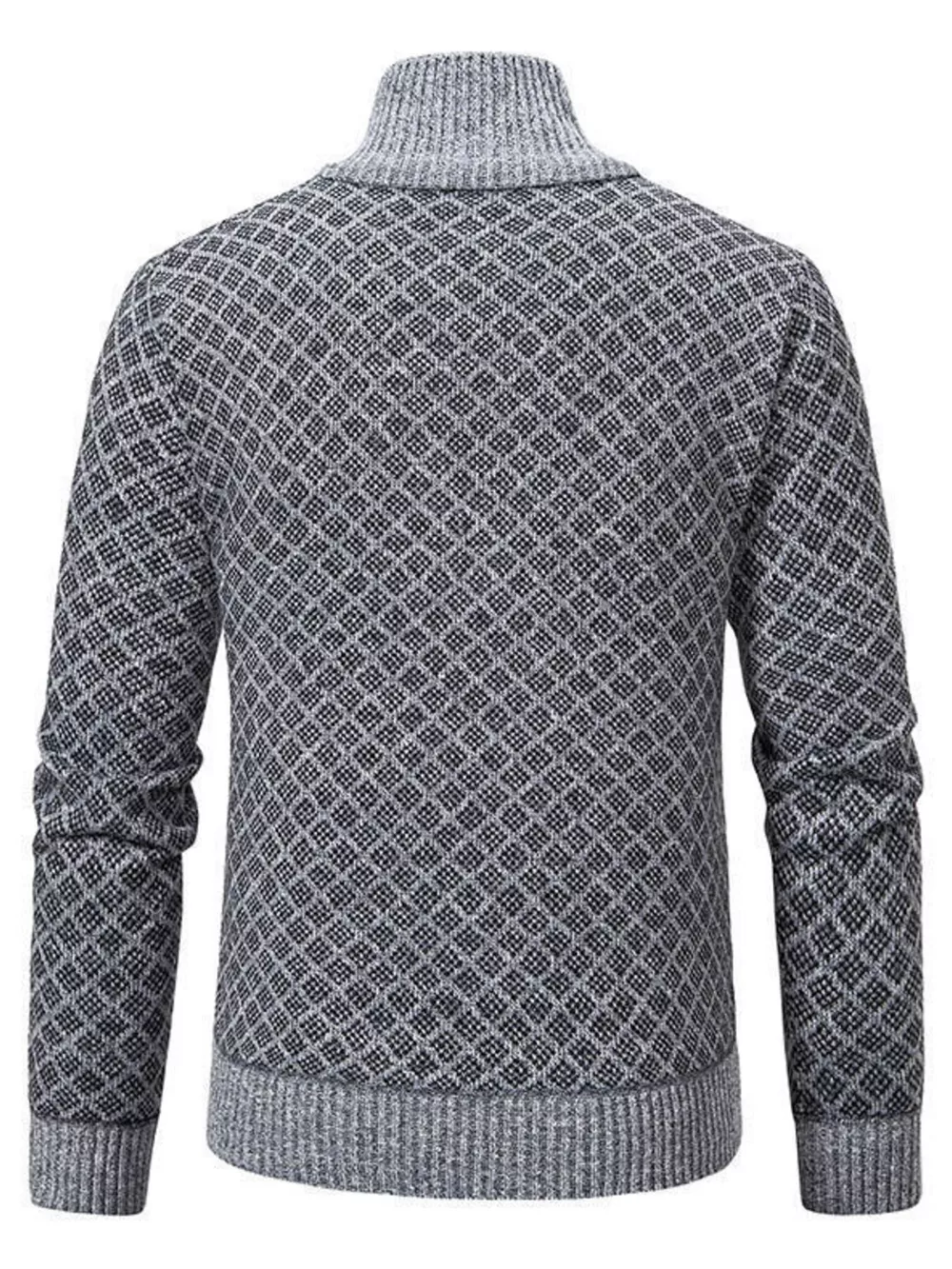 Men's Plus Size Geometric Patterned Full-Zip Cardigan, image 5
