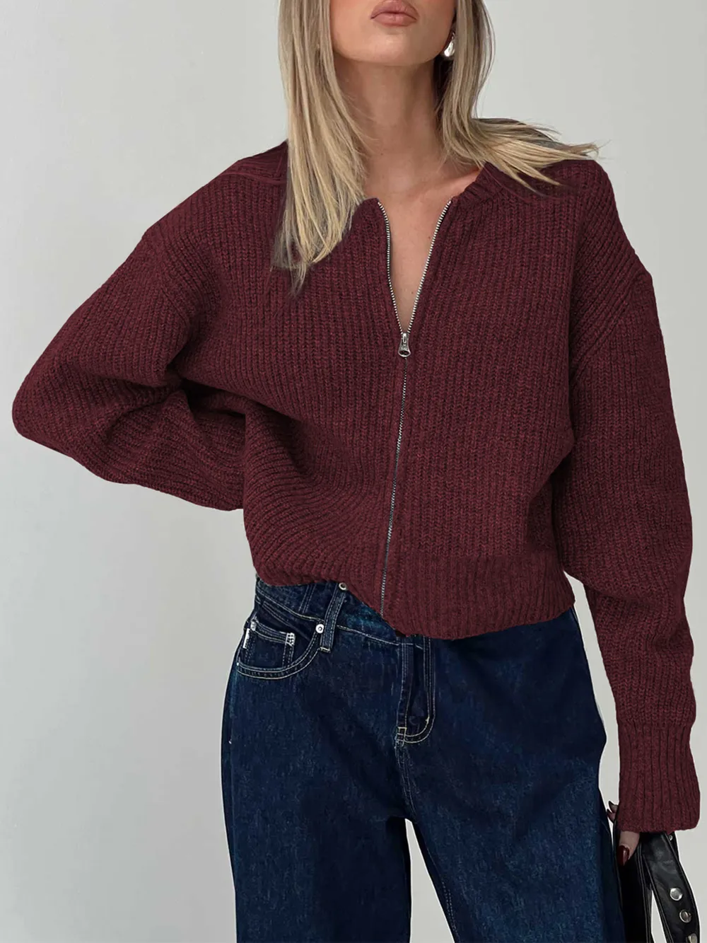 Zip Up Long Sleeve Cardigan, image 9
