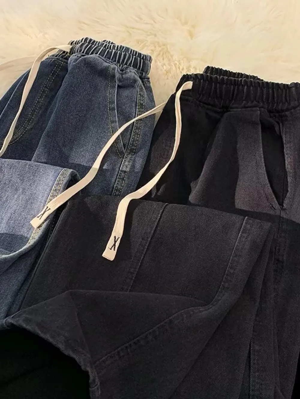 Men's Plus Size Elastic Waist Wide Leg Jeans