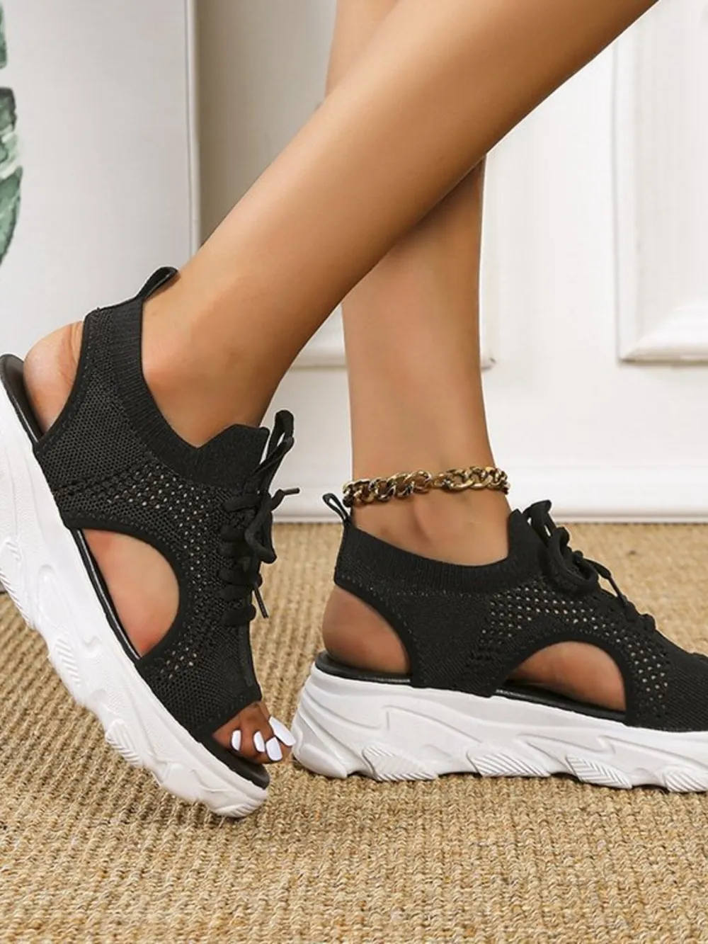 Open Toe Lace Up Sandals, image 3