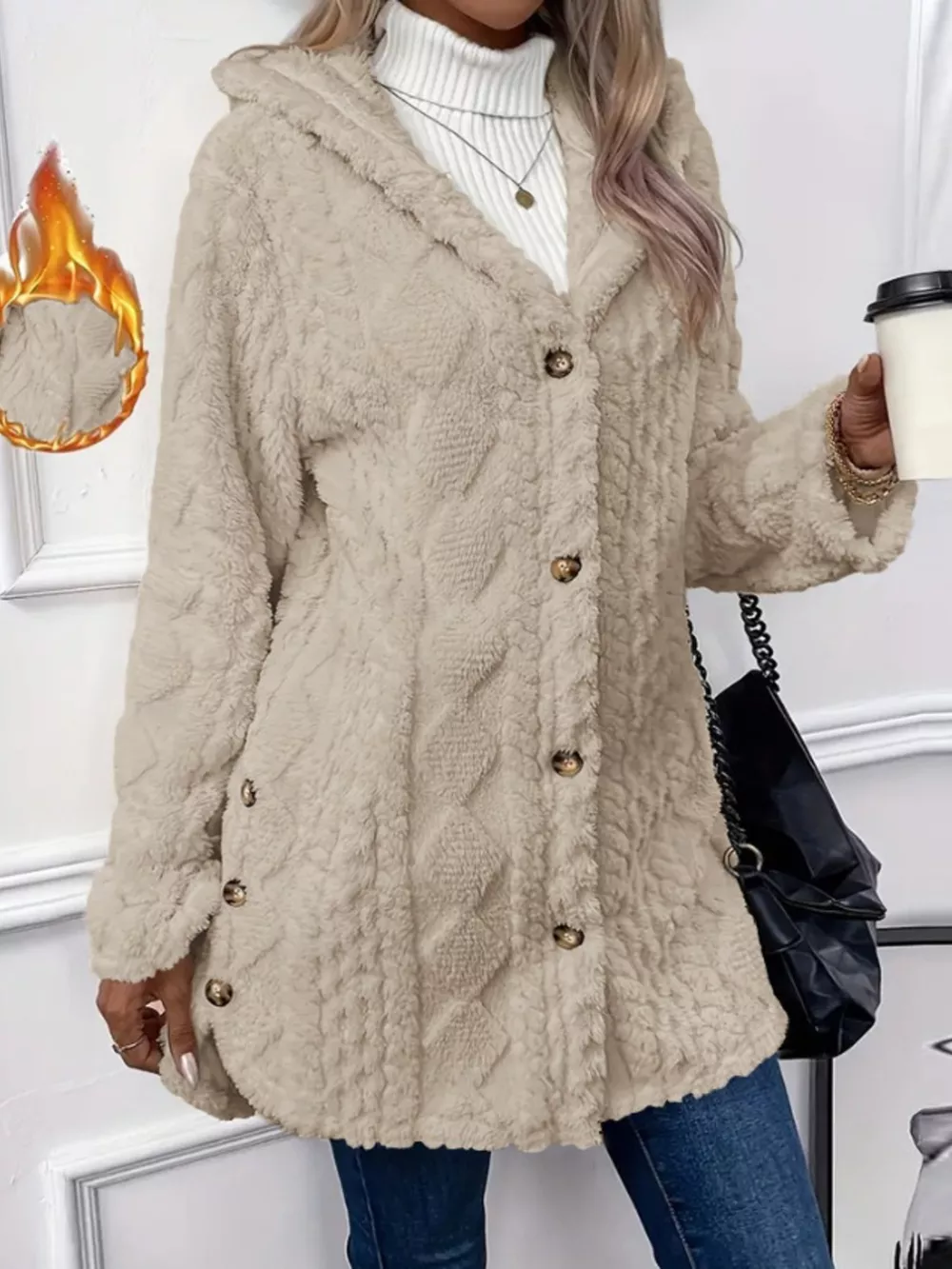 Full Size Button-Down Hooded Outerwear Plus Size, image 9