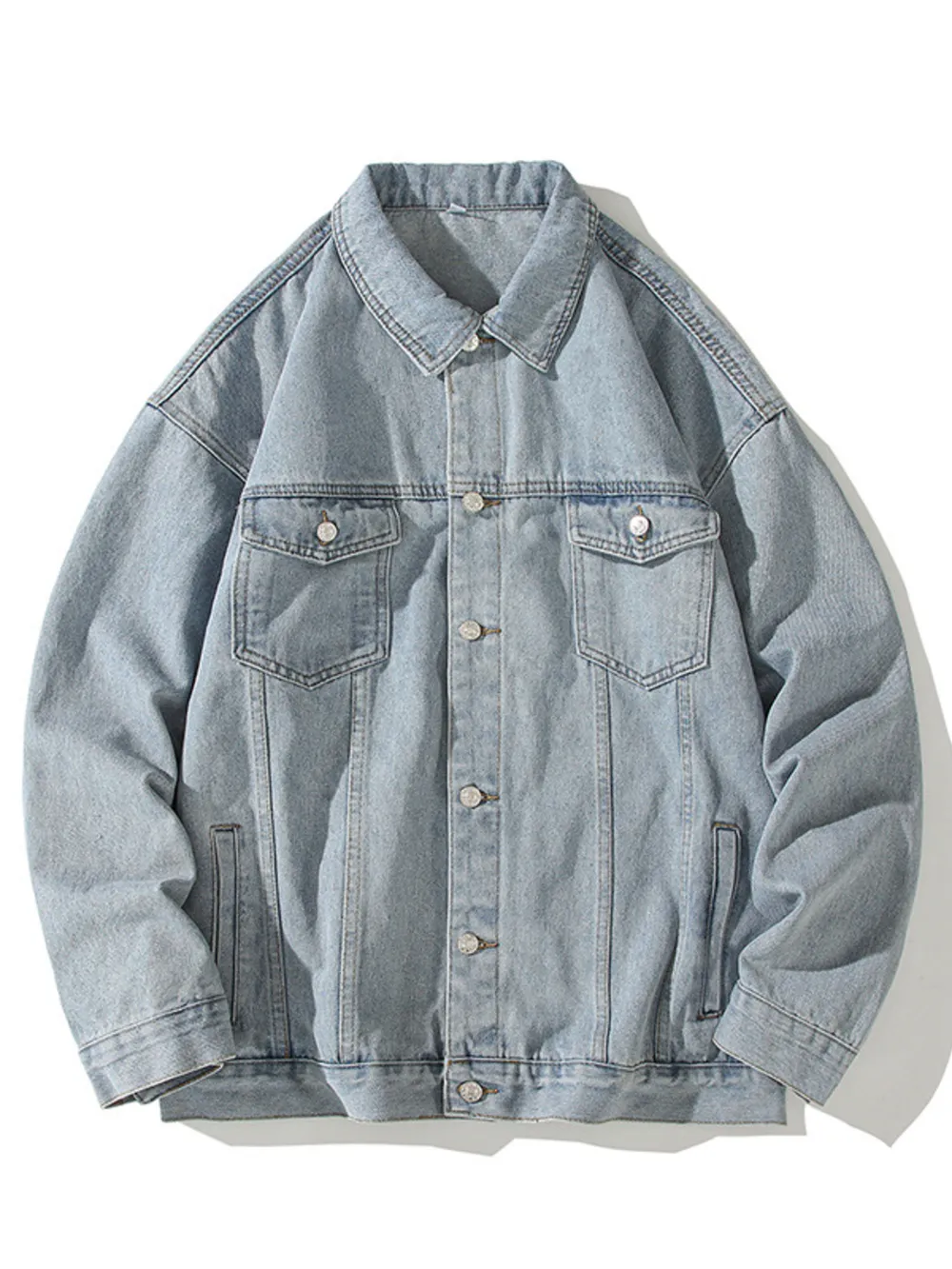 Men's Vintage Button Up Wash Denim Jacket, image 2