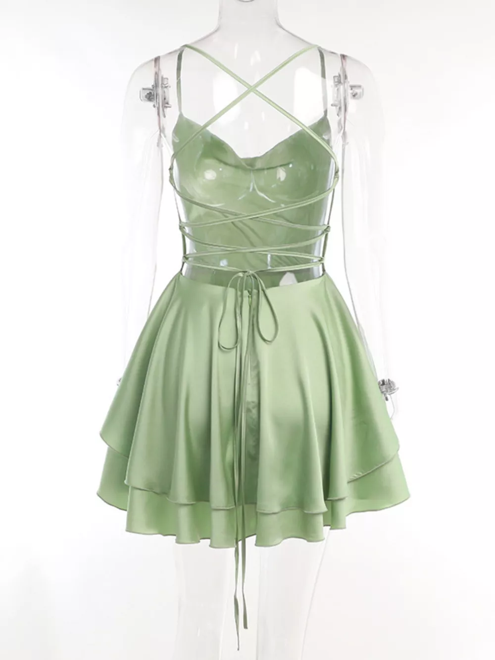 Backless Layered Ruffled Cami Dress, image 7