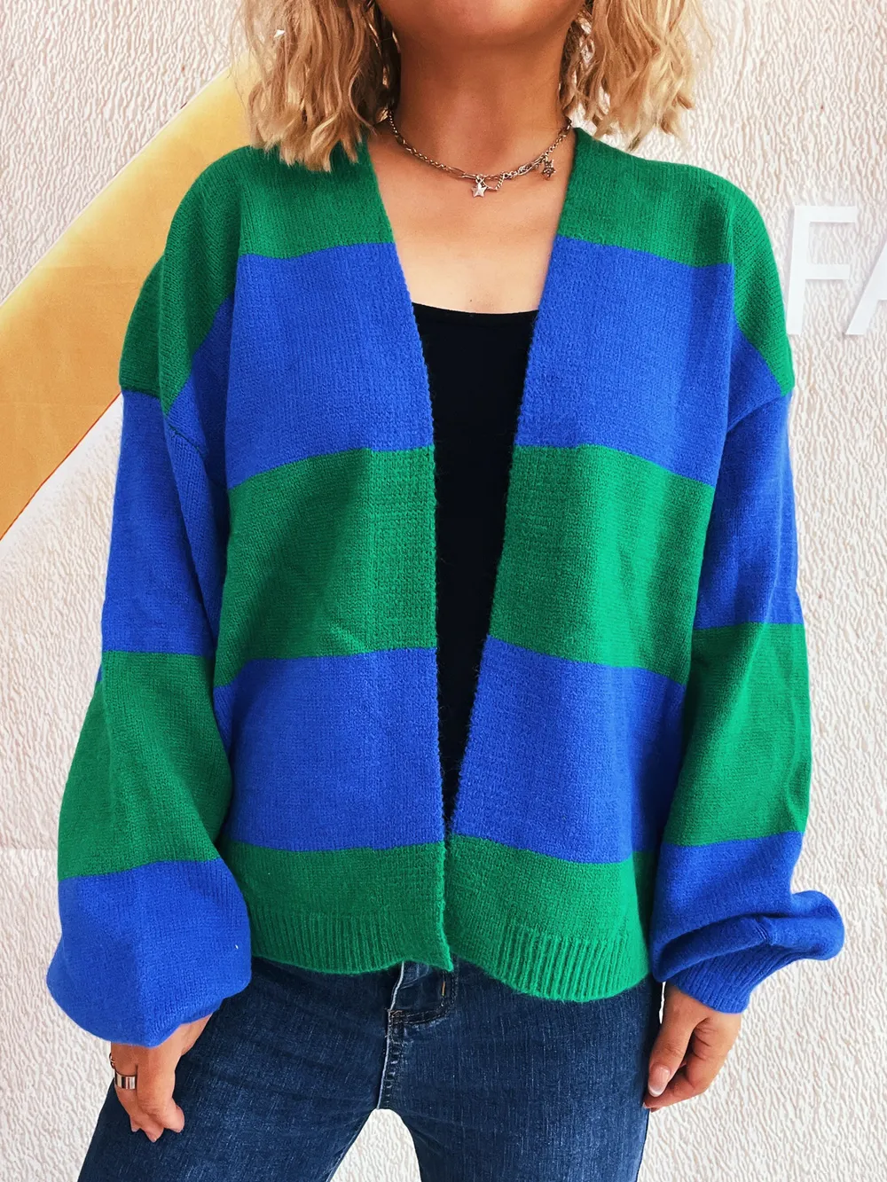 Color Block Open Front Cardigan, image 3