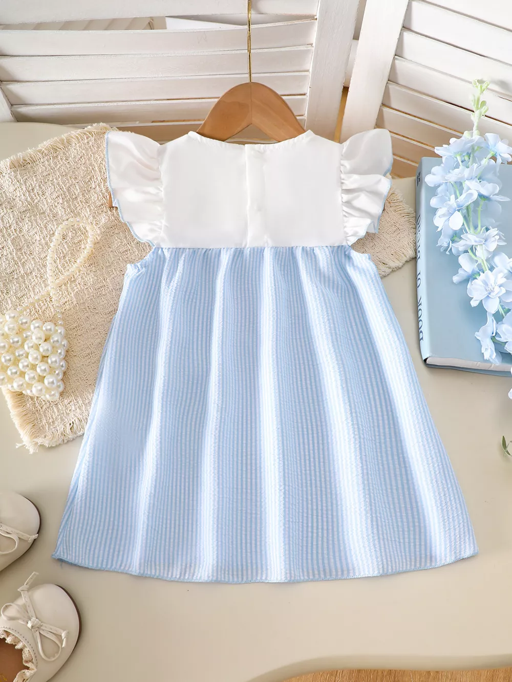Children's Embroidered Striped Dress, image 10