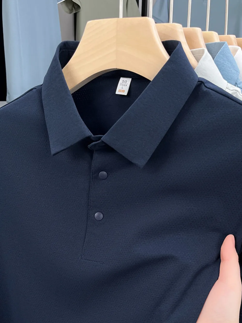 Men's Plus Size Button Detail Short Sleeve Polo, image 7