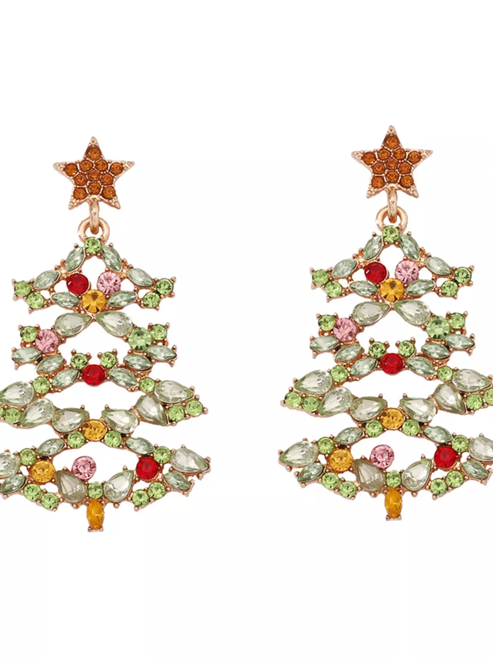 Christmas Tree Earrings with Rhinestones, image 5