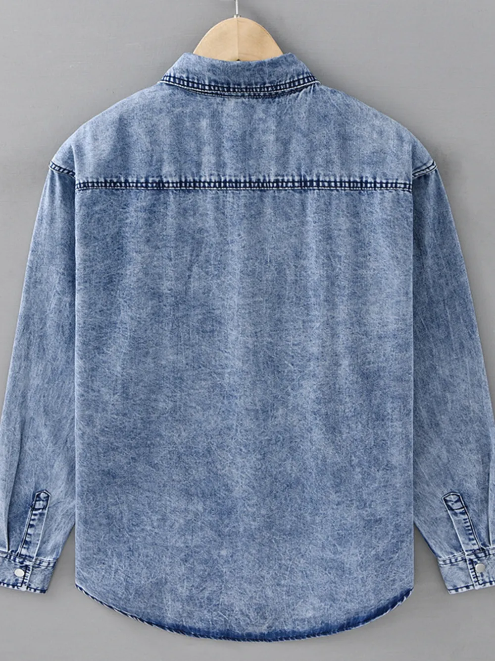 Men's Plus Size Snap Down Denim Shirt, image 2