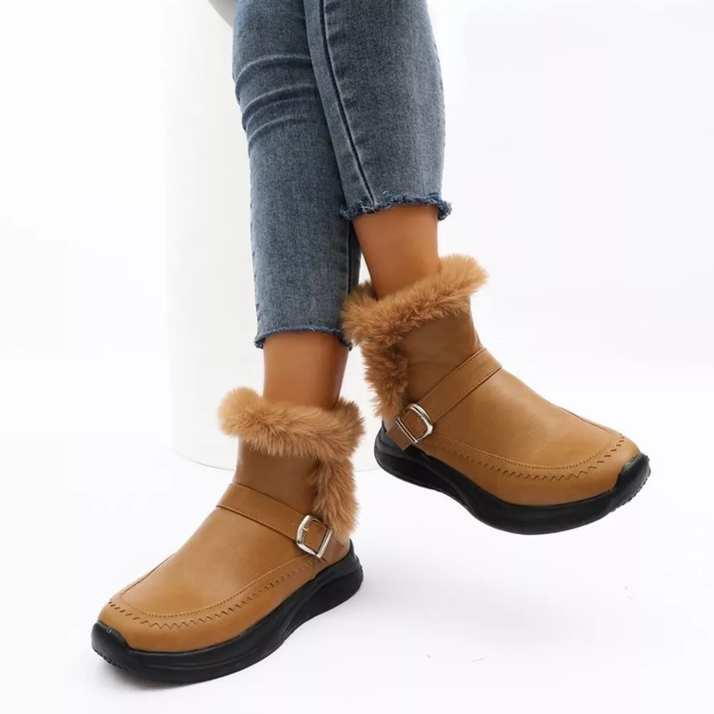 Faux Fur Buckle Boots, image 3