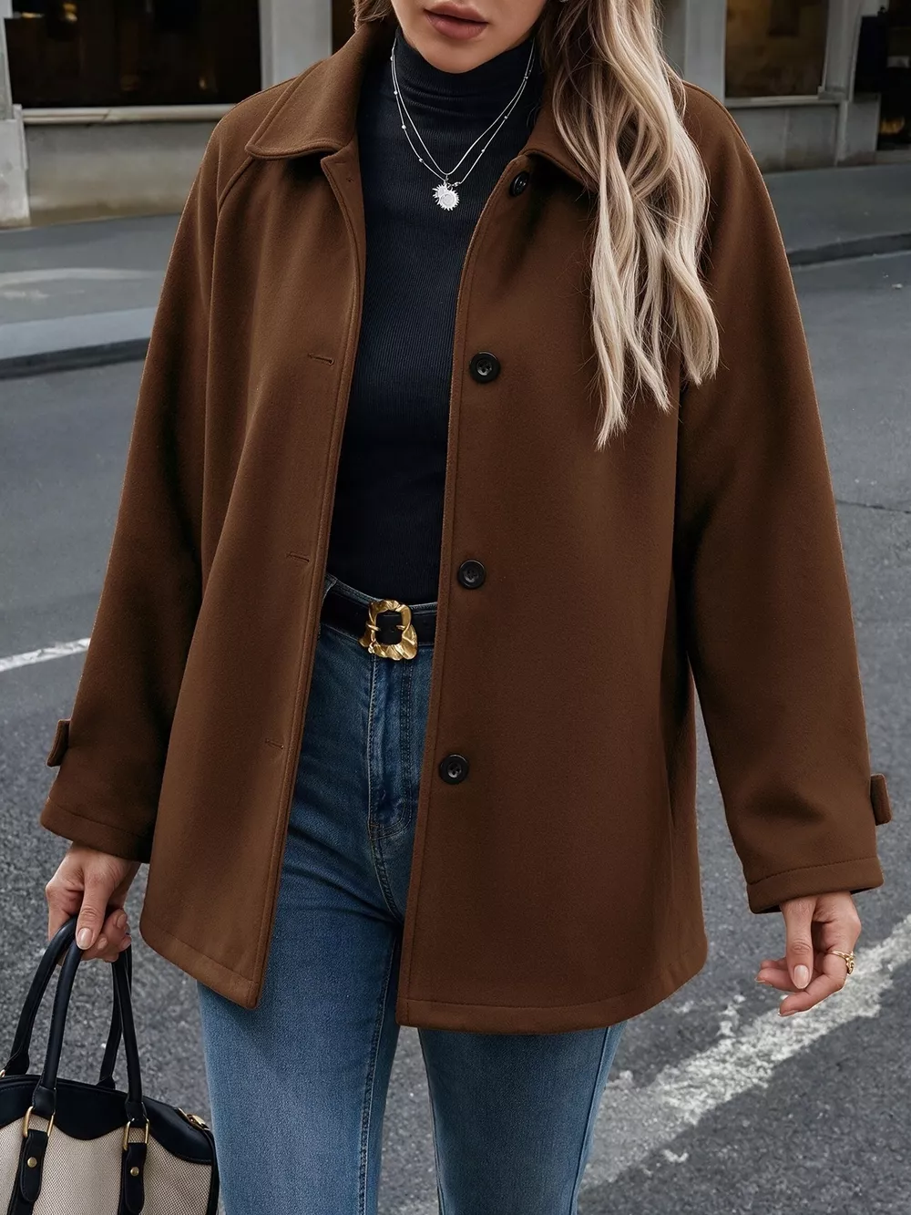 Single-Breasted Raglan Sleeve Outerwear, image 2