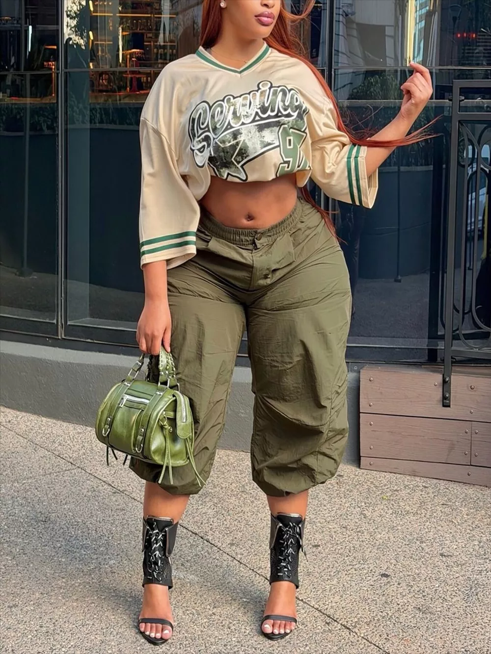 Baggy Cargo Cropped Pants, image 4