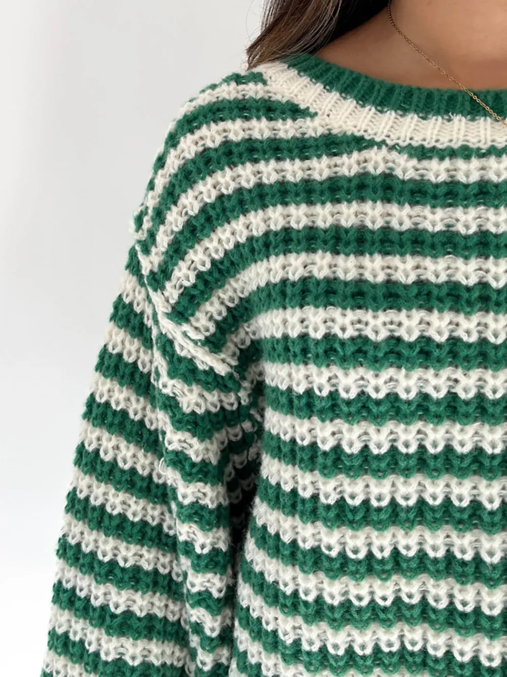 Oversized Striped Drop Shoulder Sweater, image 10