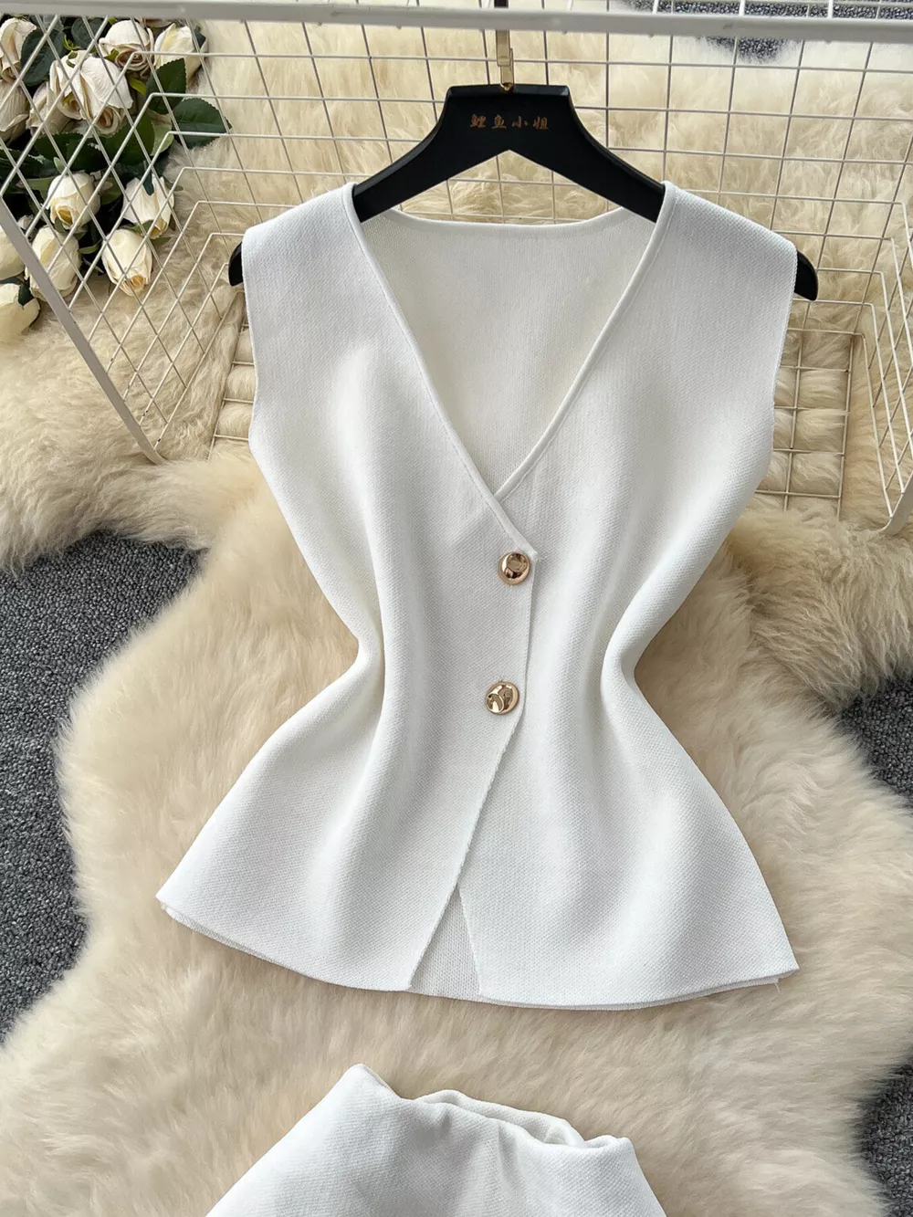 Button Up Sleeveless Top and Skirt Set, image 3