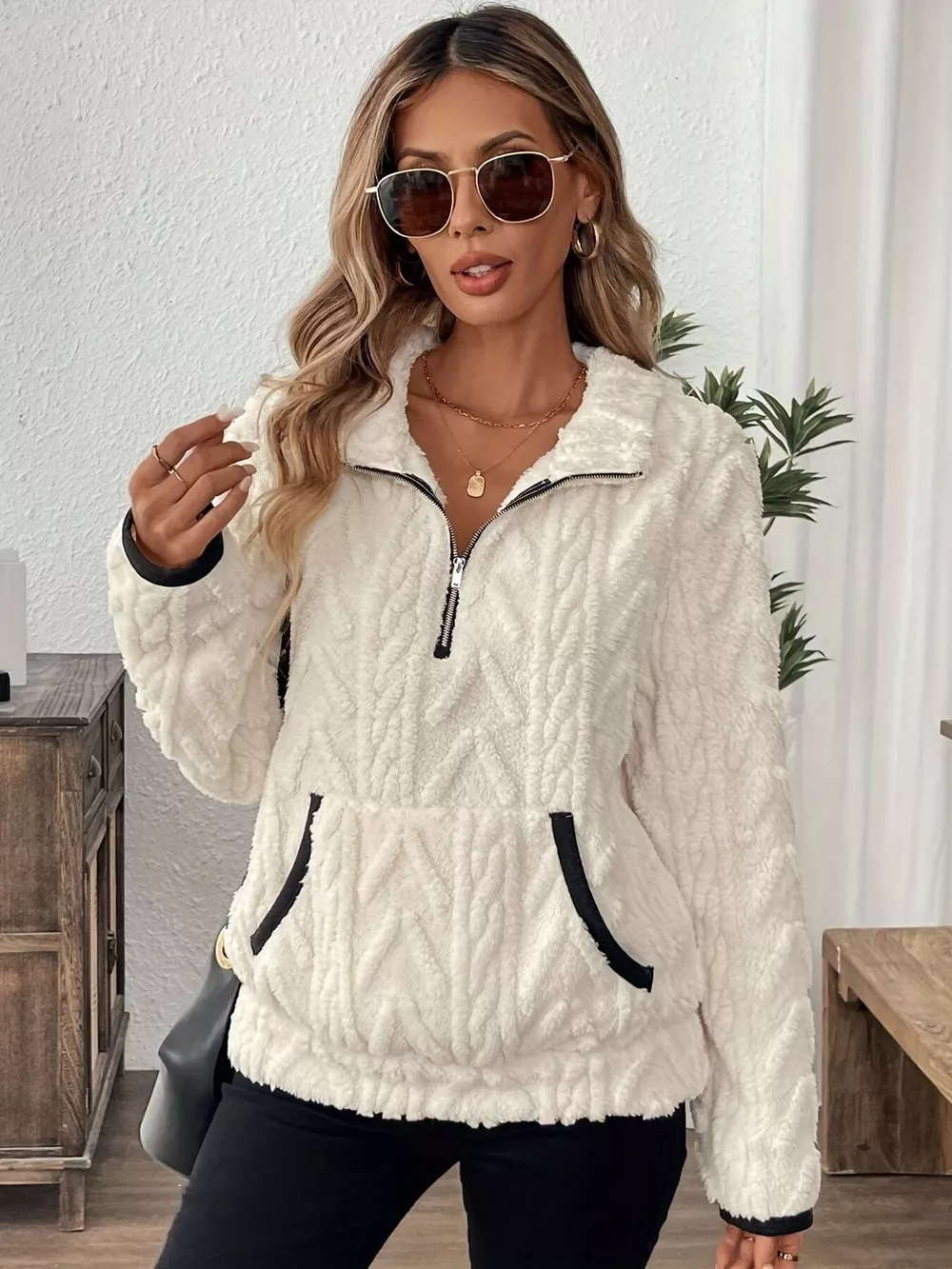 Cozy Sherpa Half Zip Sweatshirt, image 5