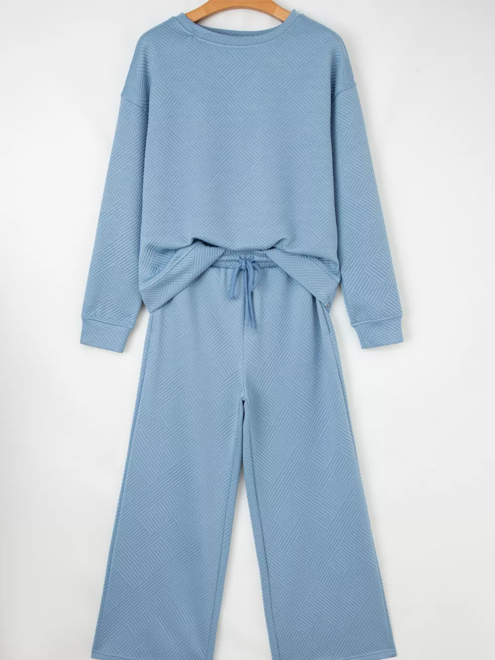 Loose Textured Top and Pants 2pcs Outfit Set, image 3