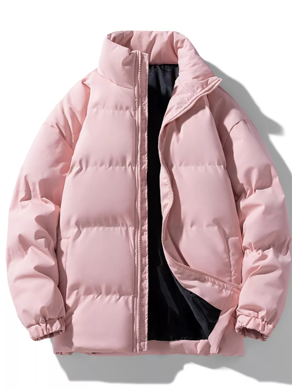 Men's Plus Size Zip Up Stand Collar Puffer Jacket, image 5