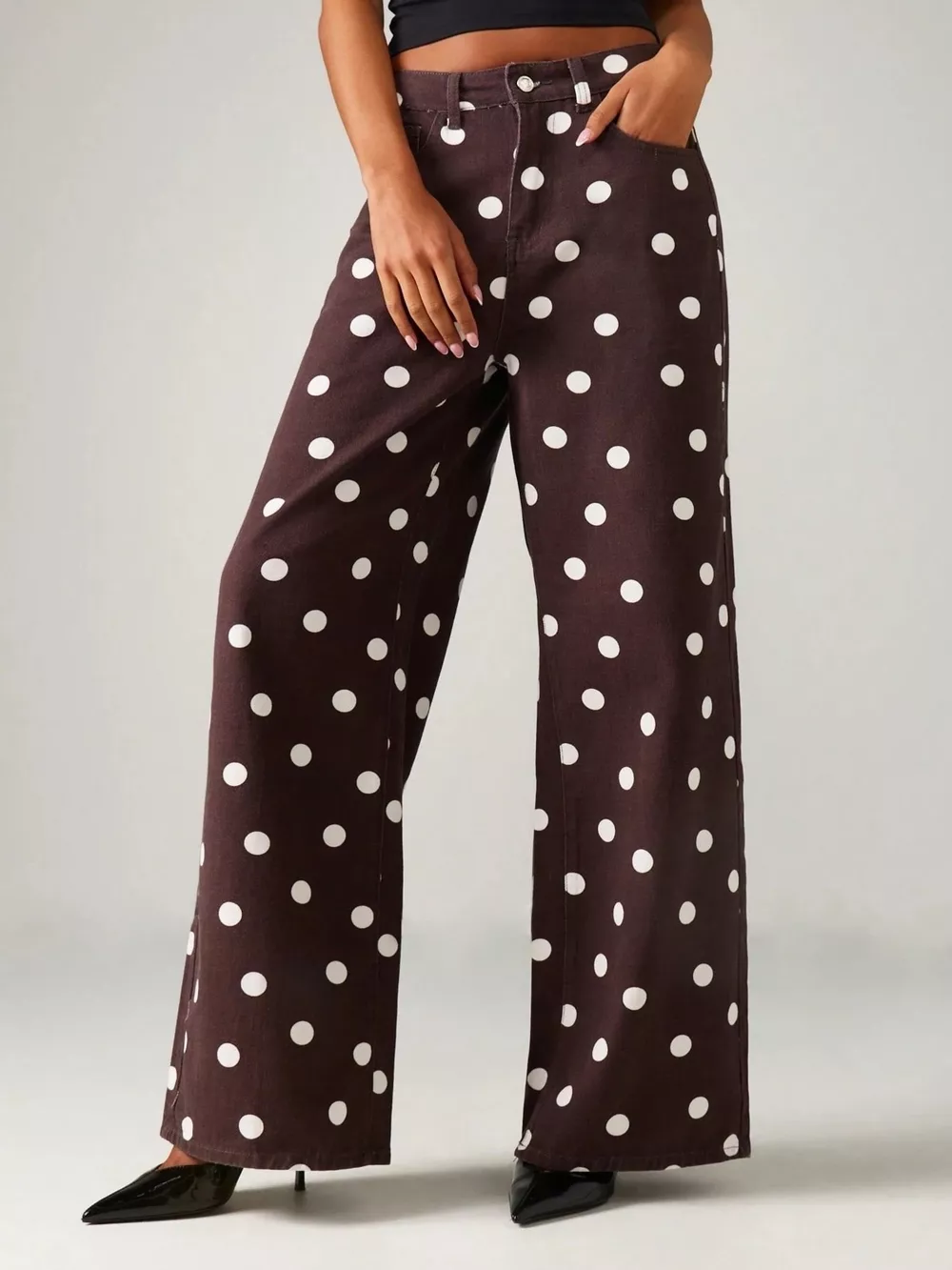 Polka Dot Wide-Leg Jeans, image 5