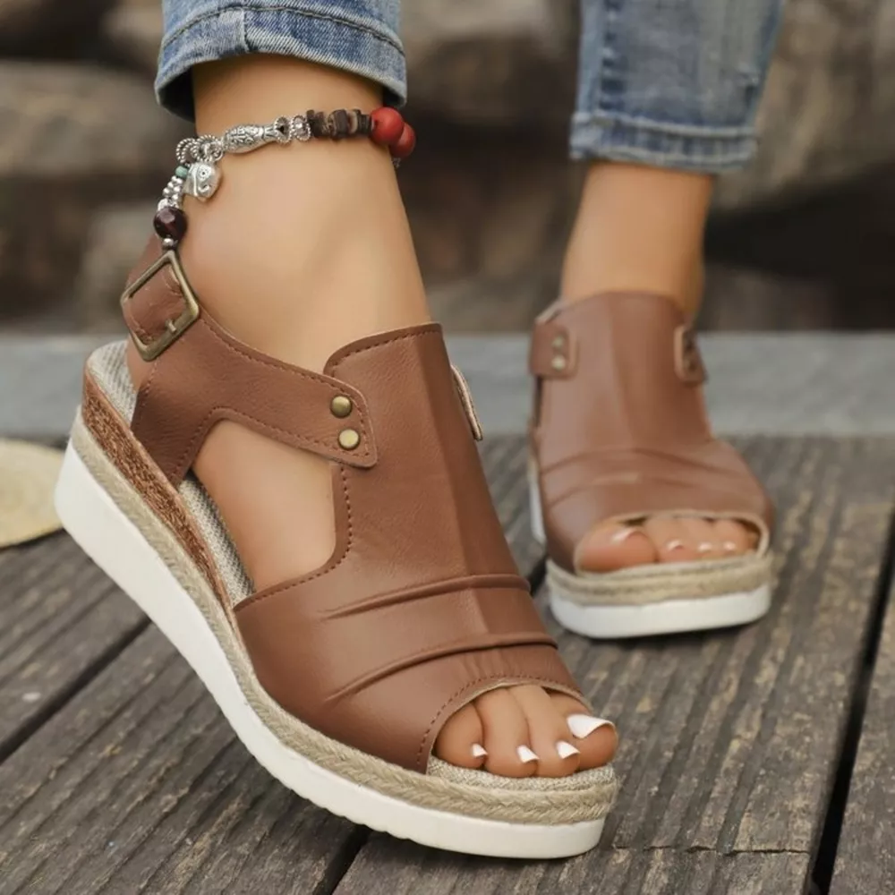 Peep Toe Wedge Sandals, image 12