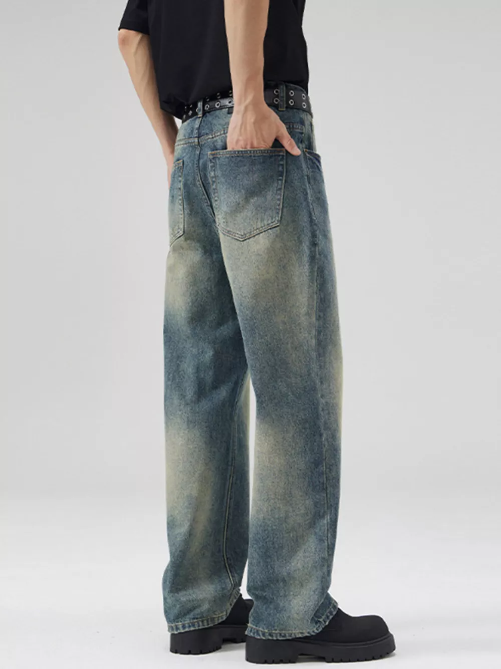 Men's Full Size Vintage Wash Wide Leg Jeans Plus Size, image 3