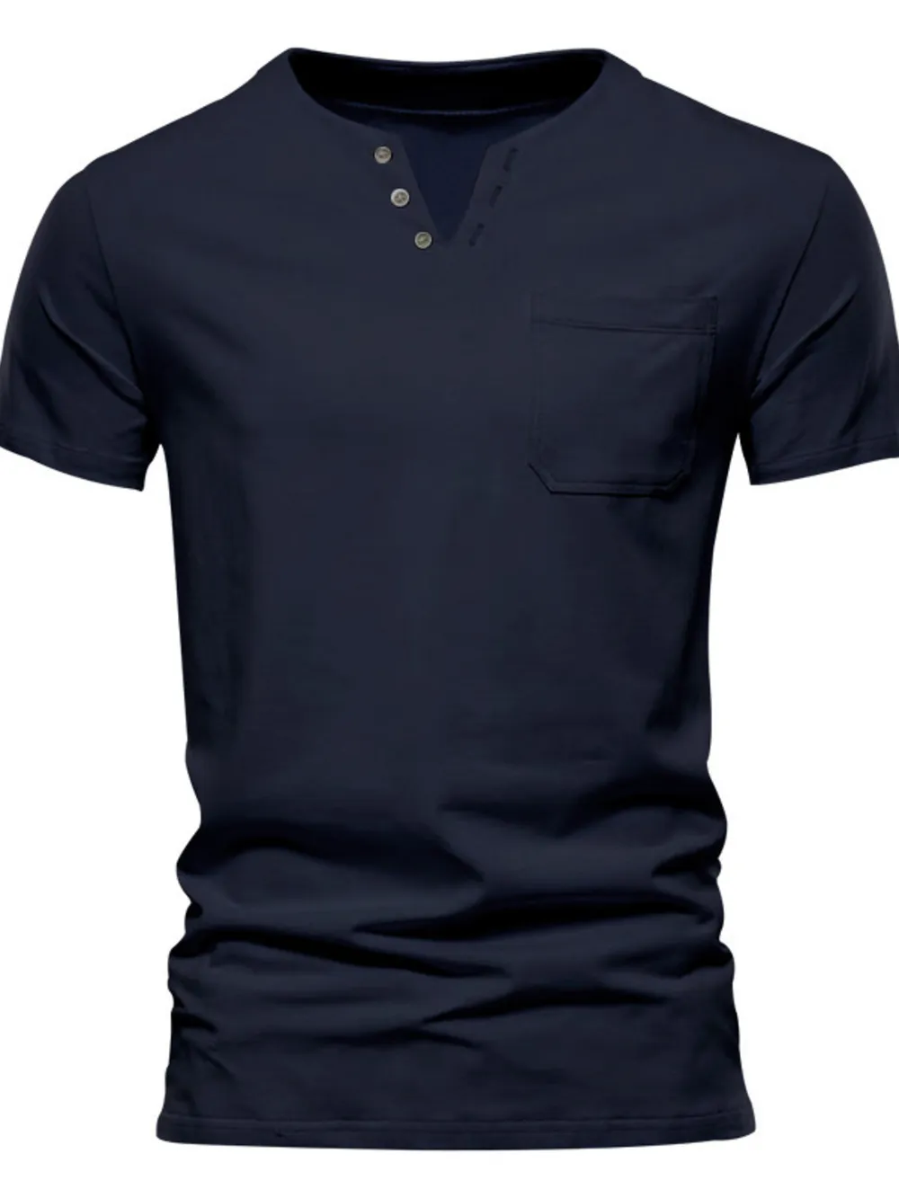 Men's Full Size Notched Henley T-Shirt with Chest Pocket Plus Size, image 3