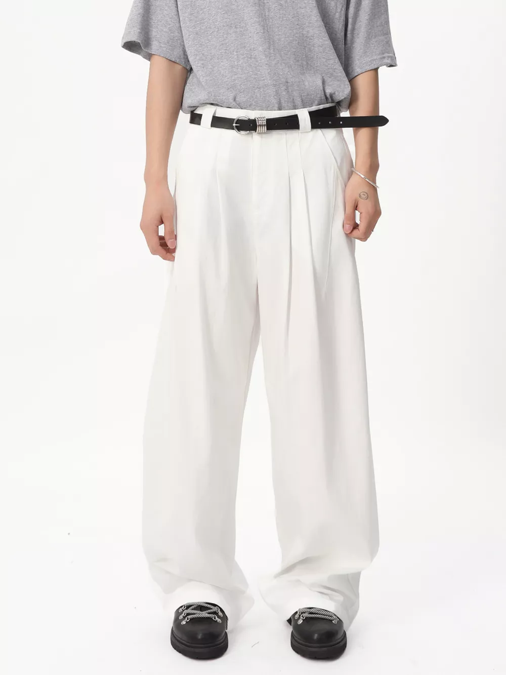 Men's Wide Leg Pleated Pants, image 3