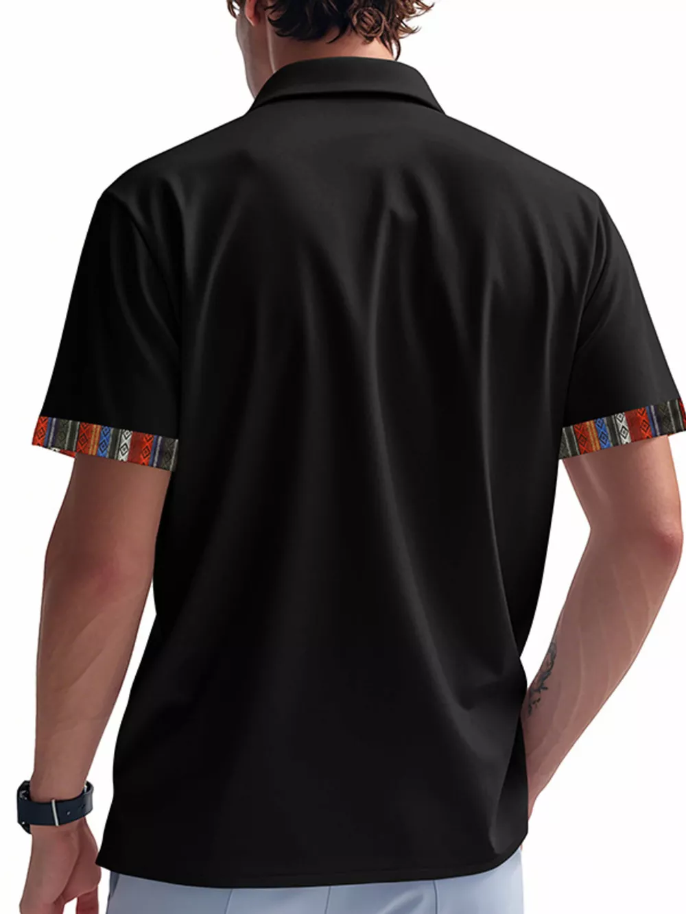 Men's Full Size Short Sleeve Shirt with Colorful Trim Plus Size, image 7