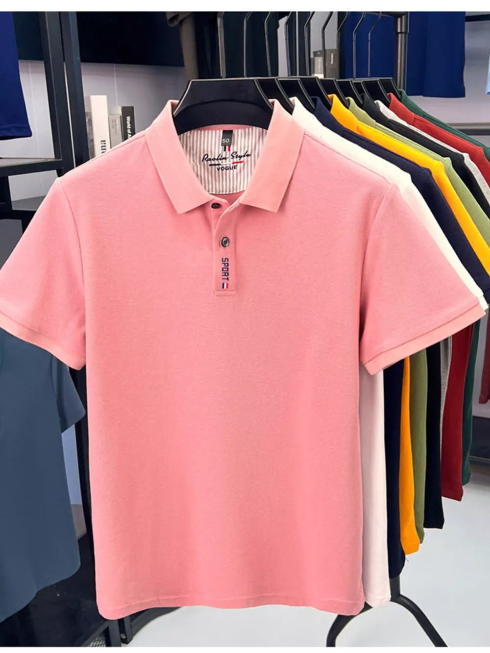 Men's Plus Size Button Detail Short Sleeve Polo, image 7